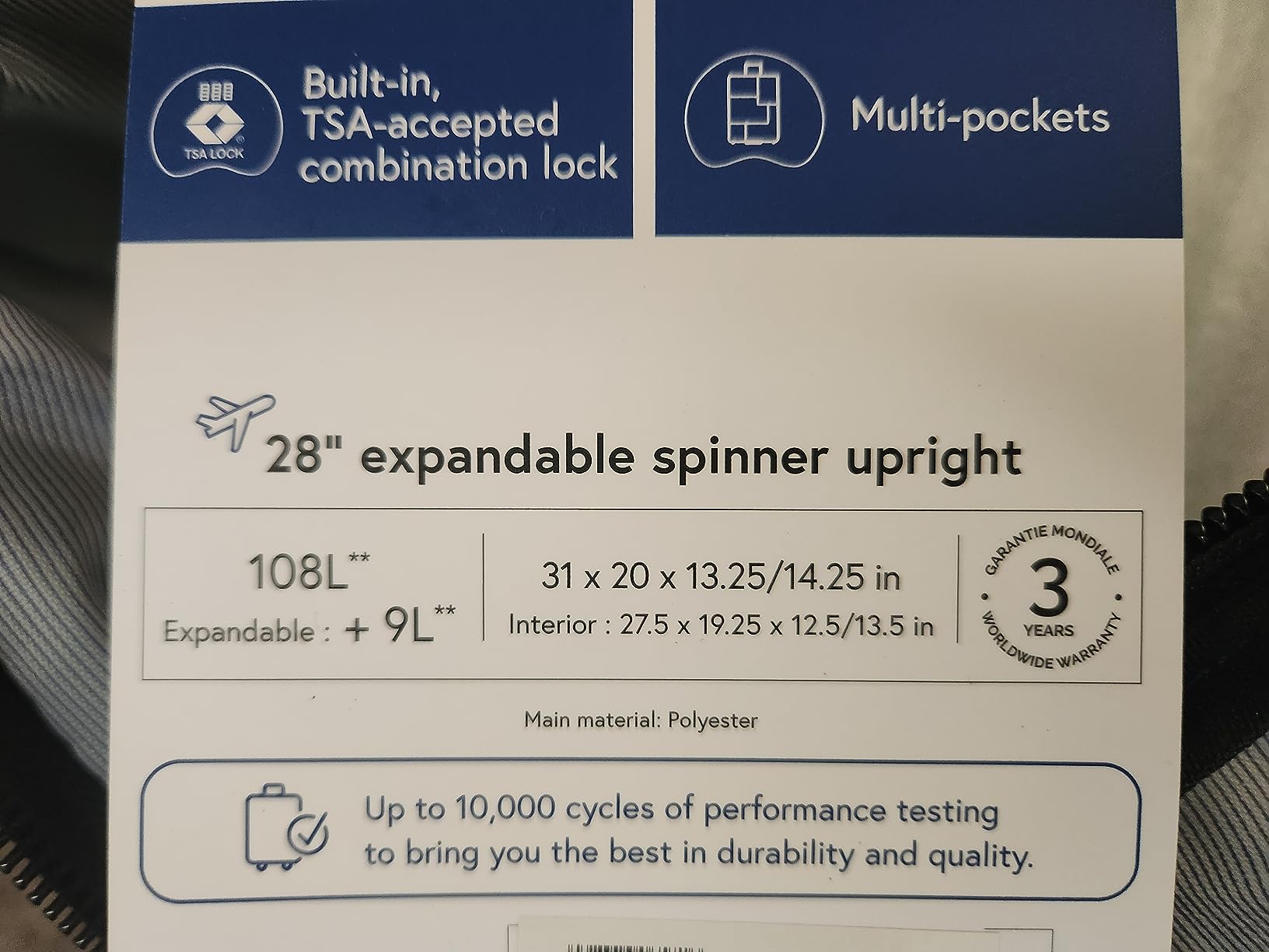 DELSEY PARIS Sky Max 2.0 Softside Expandable Luggage with Spinner Wheels, Green, Checked-Large, 28 Inch customer photo 2