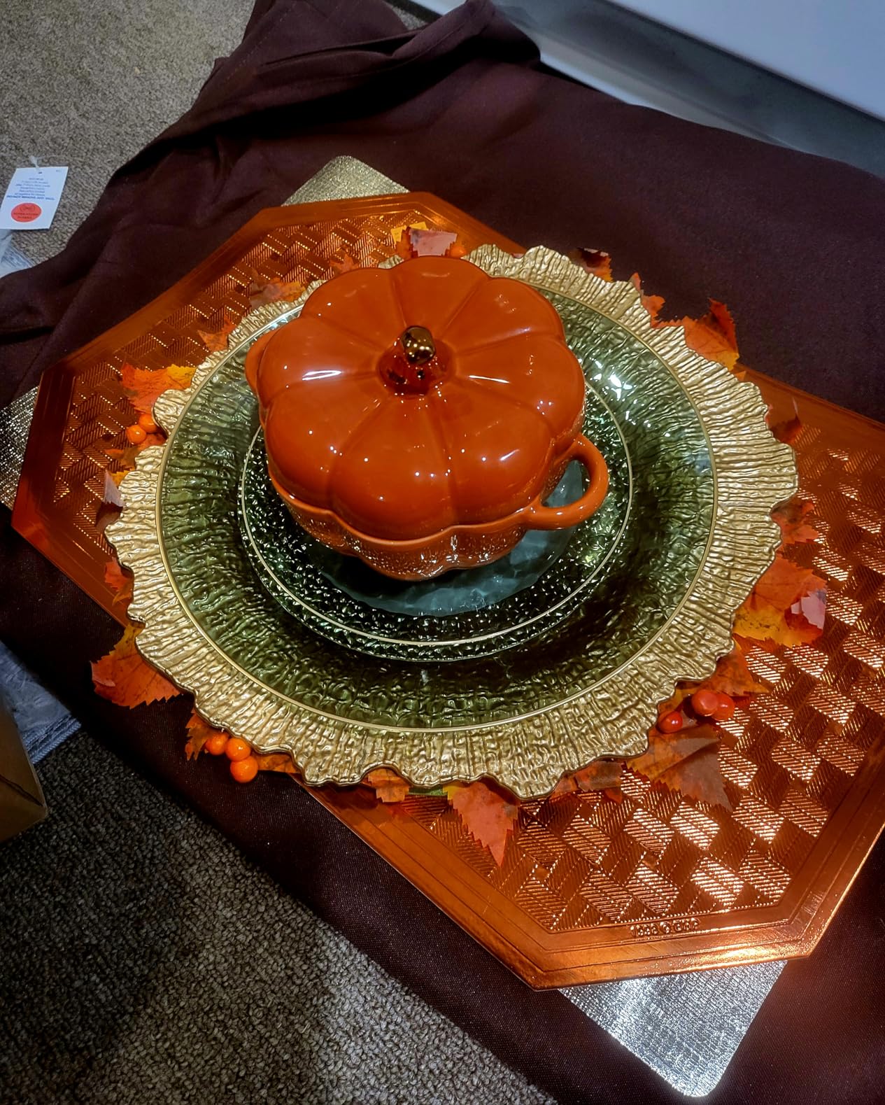 Pumpkin Bowl Set with Lid and Handle, Set of 2 Ceramic Ramekins for Baking, Stoneware, Oven Safe, 14 Oz (Orange) customer photo 1