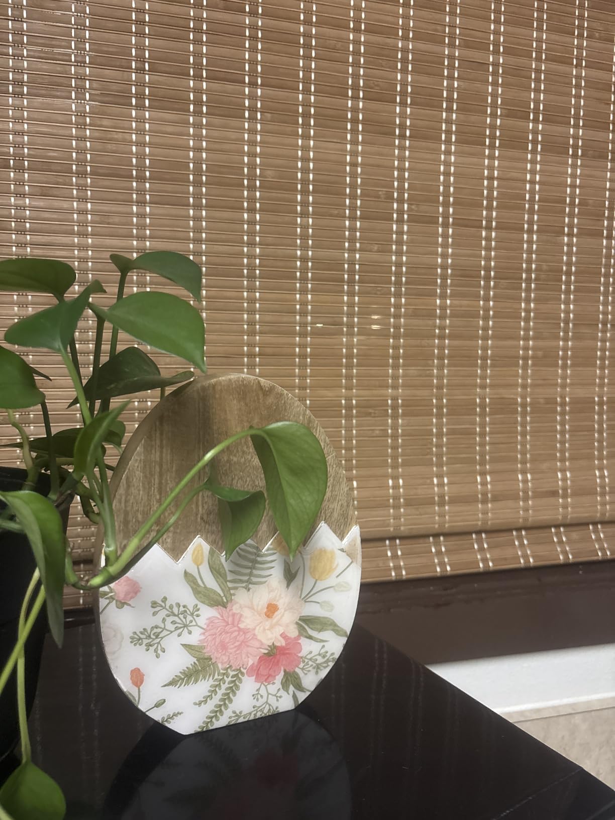 LazBlinds No Tools No Drill Cordless Bamboo Roman Shades, Light Filtering Window Treatment, Roll Up Bamboo Blinds 34