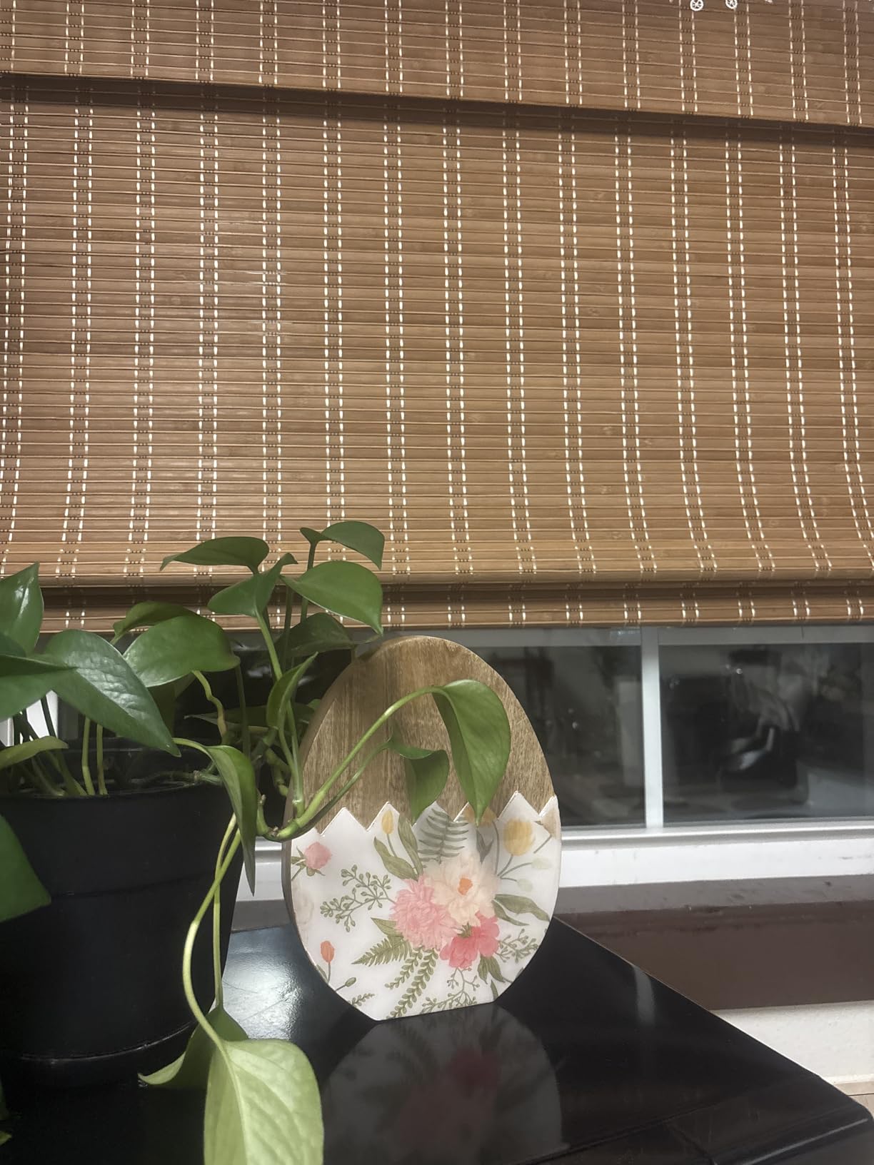 LazBlinds No Tools No Drill Cordless Bamboo Roman Shades, Light Filtering Window Treatment, Roll Up Bamboo Blinds 34