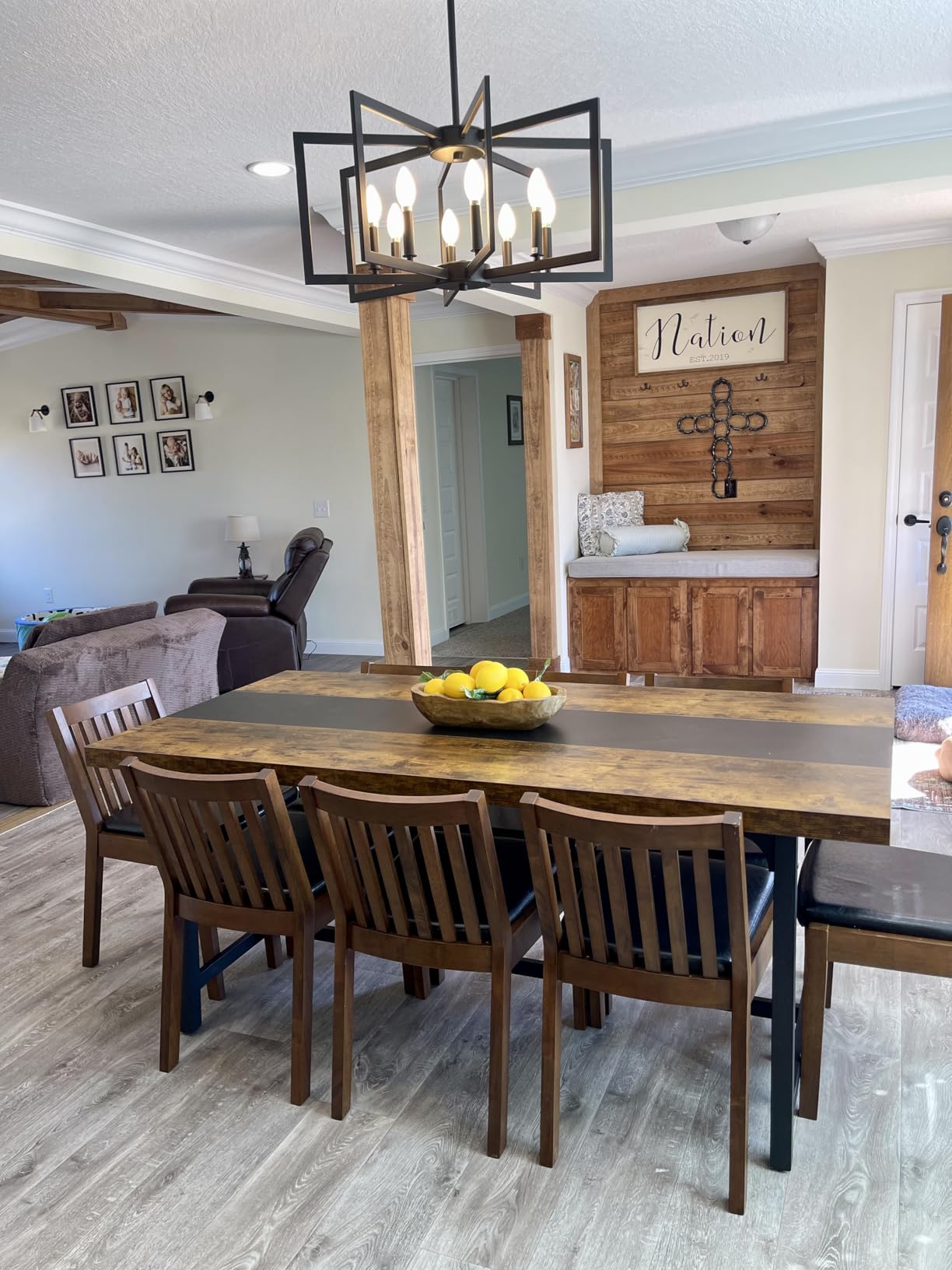 Tribesigns Dining Table for 8 People, 70.87-inch Rectangular Wood Kitchen Table with Strong Metal Frame, Industrial Large Long Dining Room Table for Big Family customer photo 2