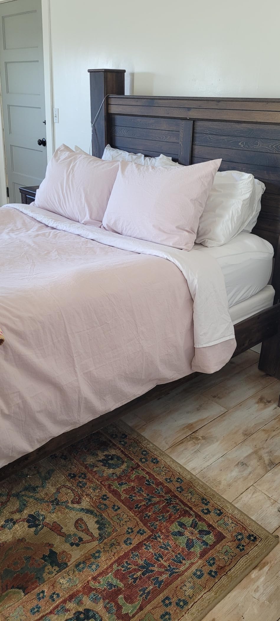 MooMee Bedding Duvet Cover Set 100% Washed Cotton Linen Like Textured Breathable Durable Soft Comfy (Solid Off White, Palatial King/Oversized King 120