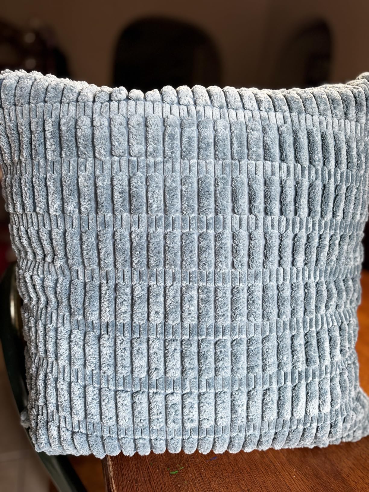 MIULEE Pack of 2 Corduroy Decorative Throw Pillow Covers 18x18 Inch Soft Boho Striped Pillow Covers Modern Farmhouse Home Decor for Sofa Living Room Couch Bed Cream White customer photo 2