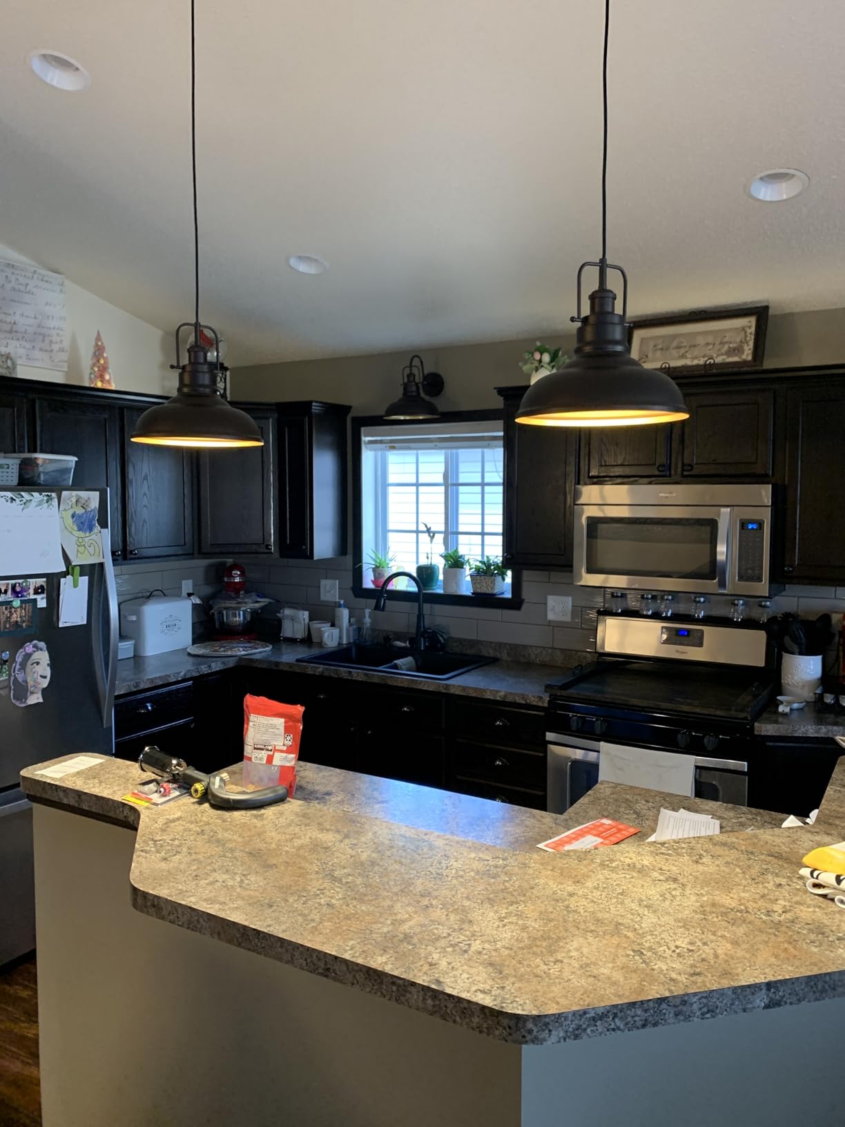 zeyu 17.7 Inch Farmhouse Pendant Light for Kitchen Island, Large Ceiling Hanging Light with Metal Dome Shade, Oil Rubbed Bronze Finish, 016-1M ORB customer photo 1