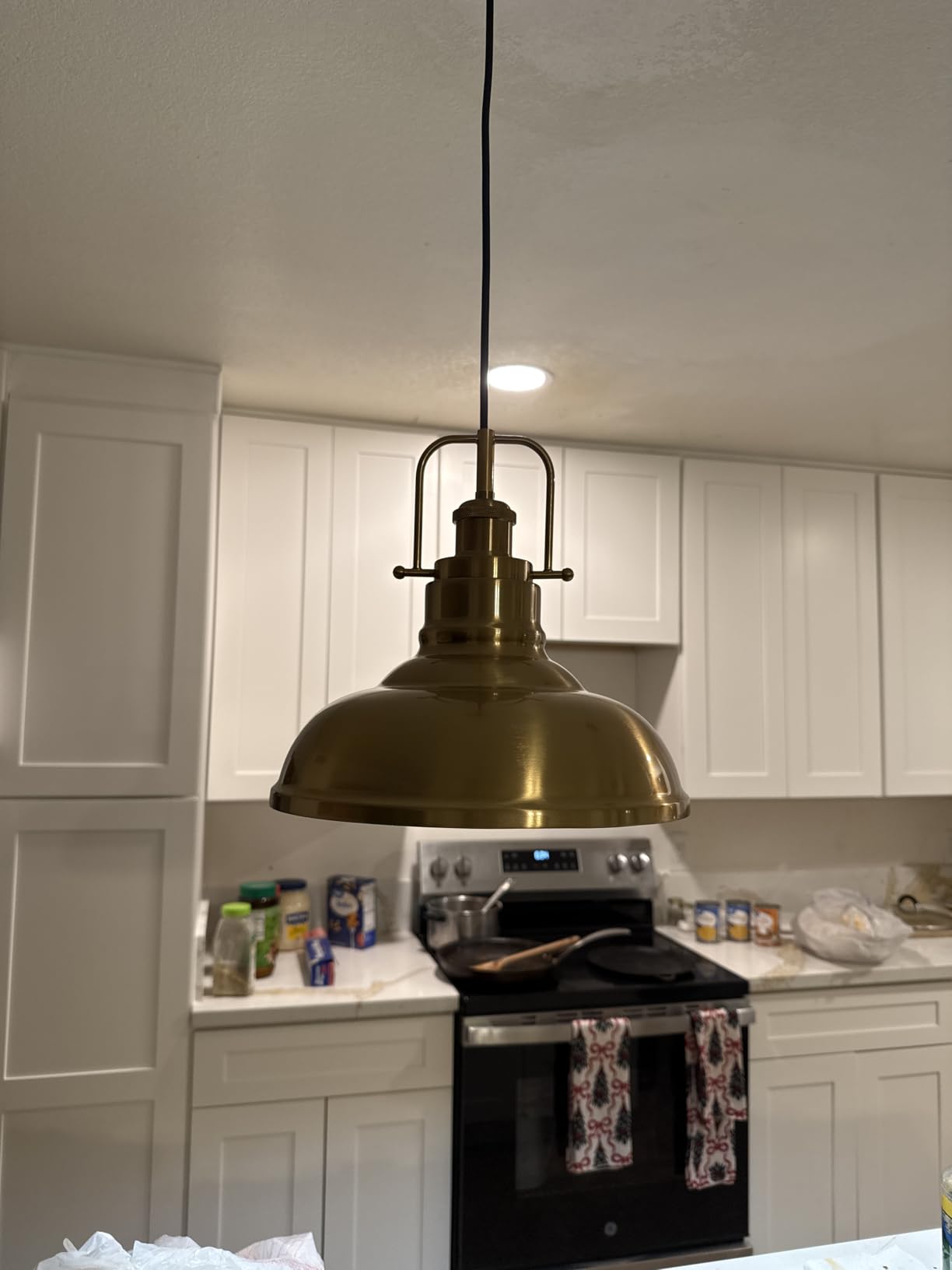 zeyu 17.7 Inch Farmhouse Pendant Light for Kitchen Island, Large Ceiling Hanging Light with Metal Dome Shade, Oil Rubbed Bronze Finish, 016-1M ORB customer photo 2