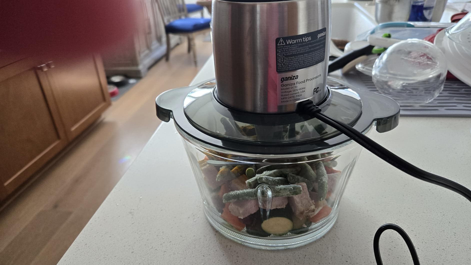 GANIZA Food Processors, Electric Food Chopper with Meat Grinder & Vegetable Chopper - 2 Bowls (8 Cup+8 Cup) with Powerful 450W Copper Motor - Includes 2 Sets of Bi-Level Blades for Fruits/Meat/Nuts customer photo 2