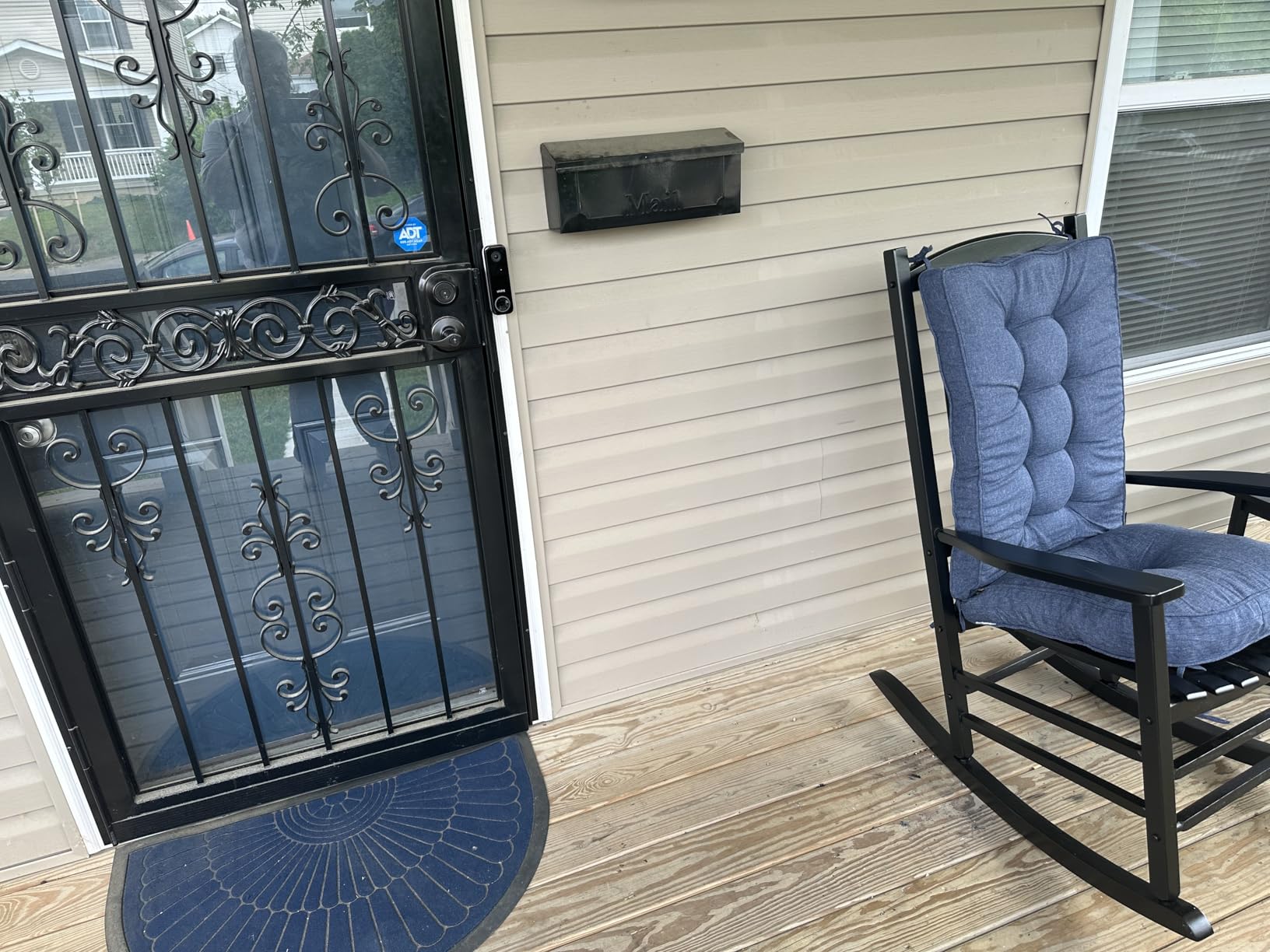 Hupmad Wooden Oversized Porch Rocker Chair with High Back and Armrest, All Weather Slatted Rocker (Natural) customer photo 1