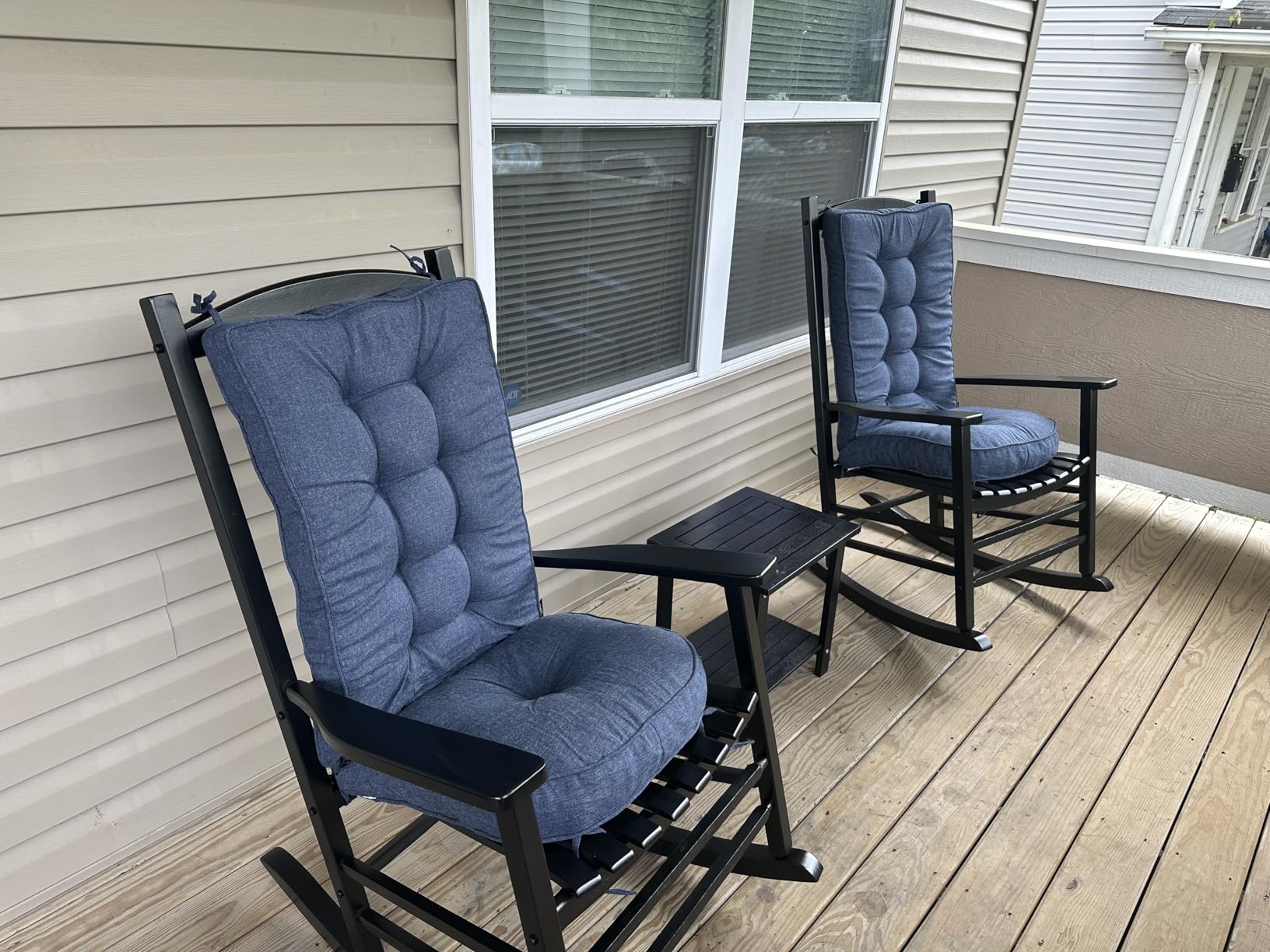 Hupmad Wooden Oversized Porch Rocker Chair with High Back and Armrest, All Weather Slatted Rocker (Natural) customer photo 2