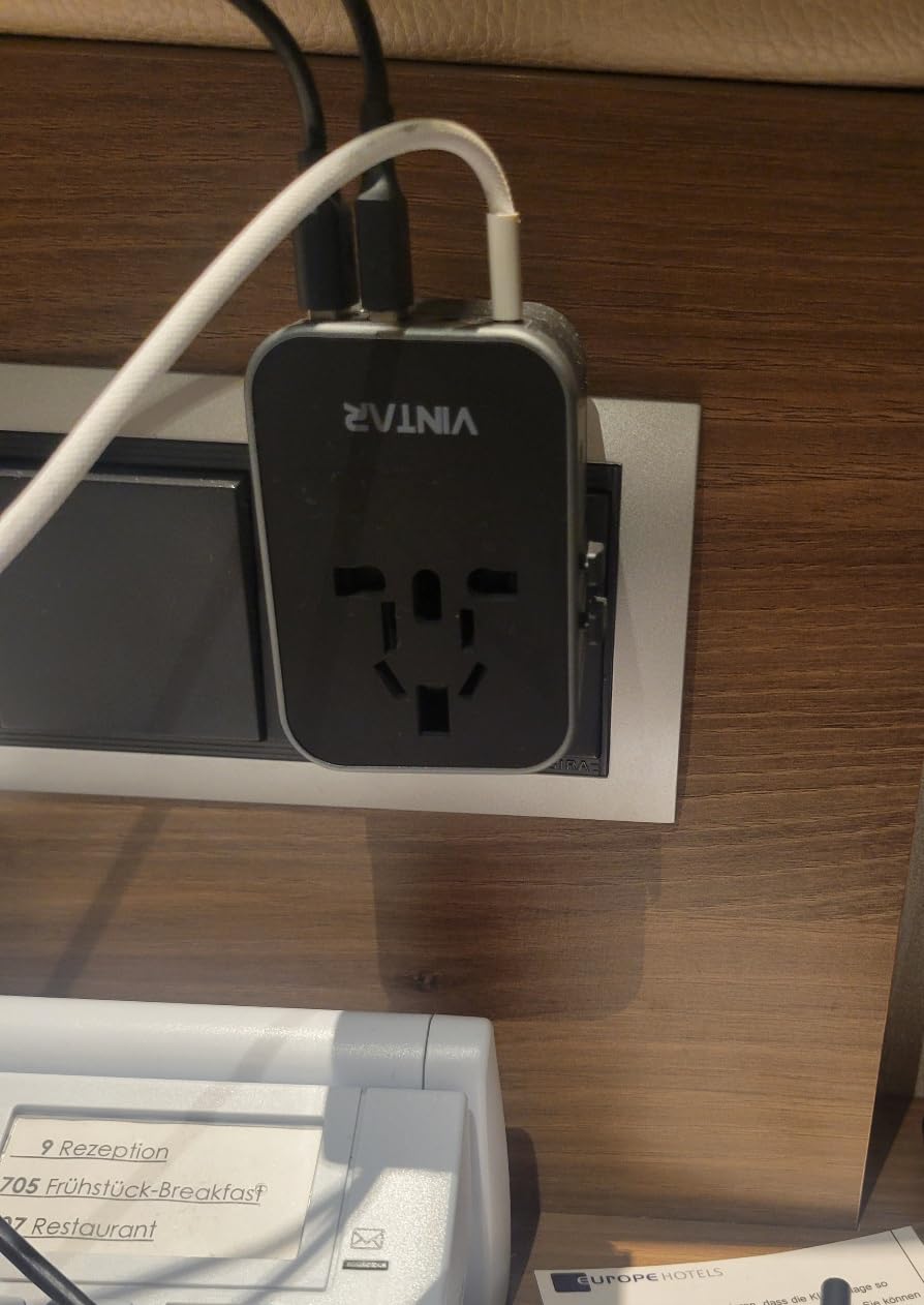Universal Travel Adapter, VINTAR International Power Adapter with 6A 3 USB C and 2 USB Ports, All in One Travel Essentials Plug Adapter, Worldwide Outlet Converter for Europe UK USA AUS(Type C/G/A/I) customer photo 1