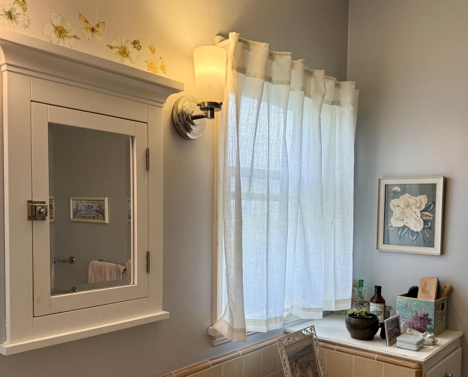 Cream Linen Back Tab Curtains 84 Inch Length for Living Room 2 Panel Set Neutral Modern Farmhouse Window Privacy Semi Sheer Linen Drapes customer photo 1