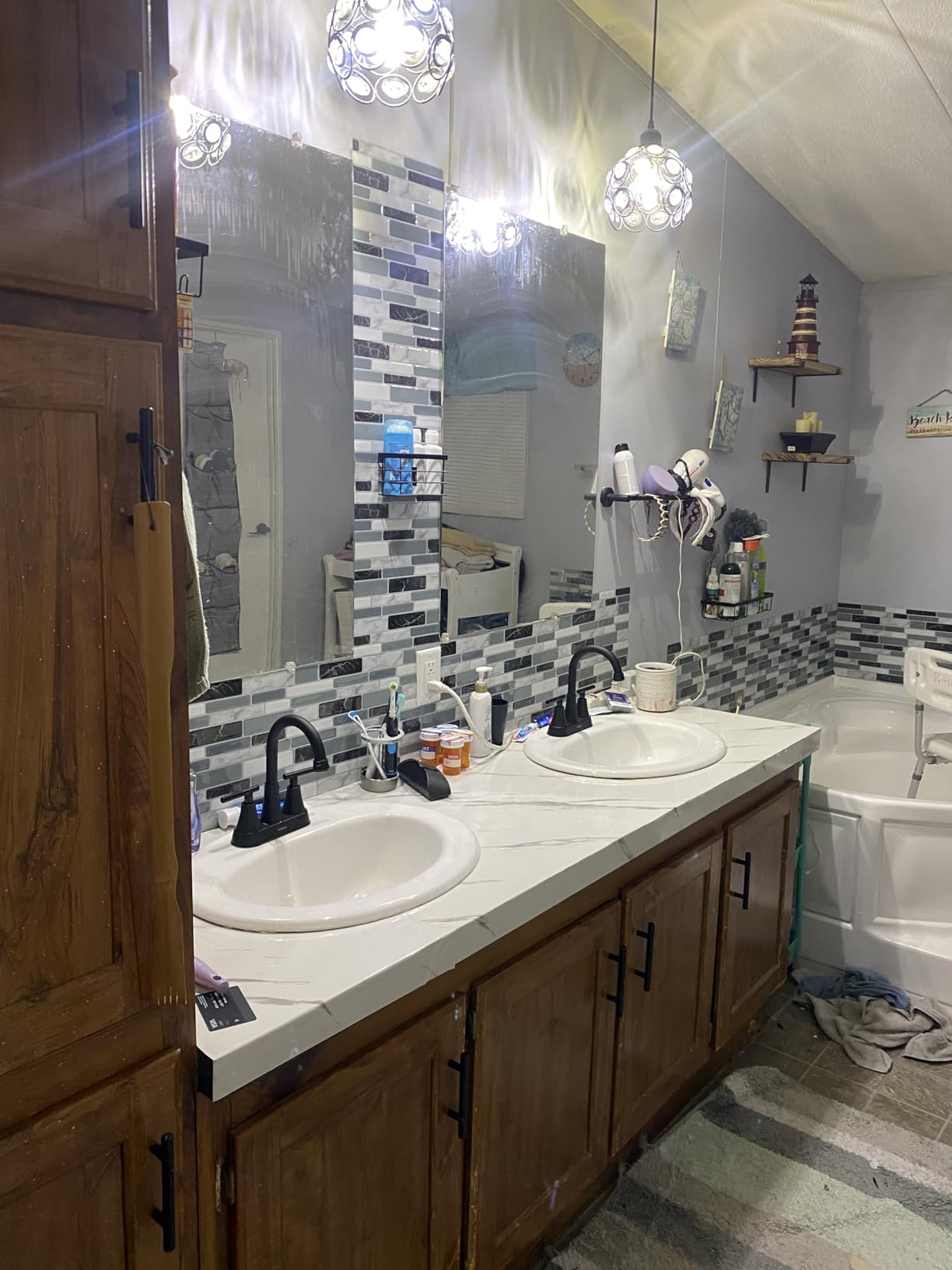 BAYYA Extra Wide Marble Granite Peel and Stick Wallpaper Ivory White 31.5x157inch Smooth Light Countertop Contact Paper for Kitchen Bathroom Self-Adhesive Waterproof Marble Wall Paper Roll Vinyl Wrap customer photo 1