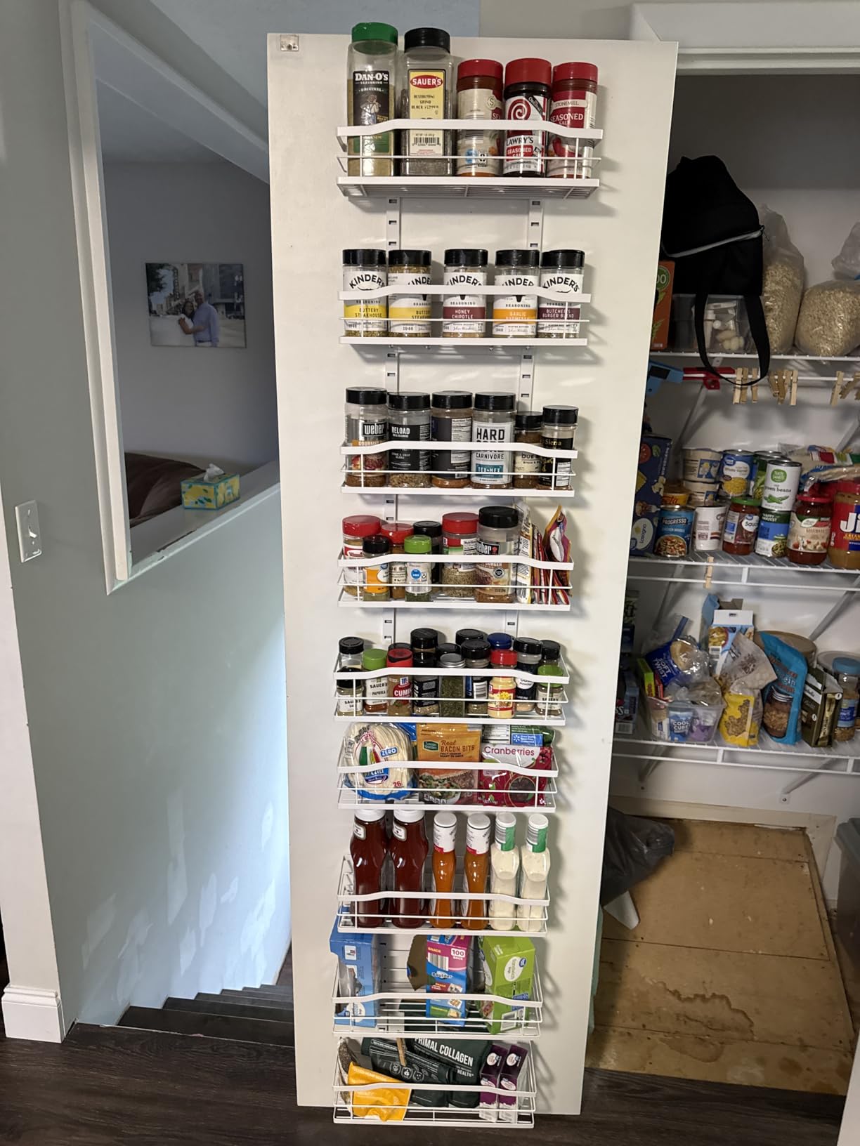 Moforoco White 9-Tier Over The Door Pantry Organizer, Metal Hanging Spice Rack Shelves Door customer photo 2