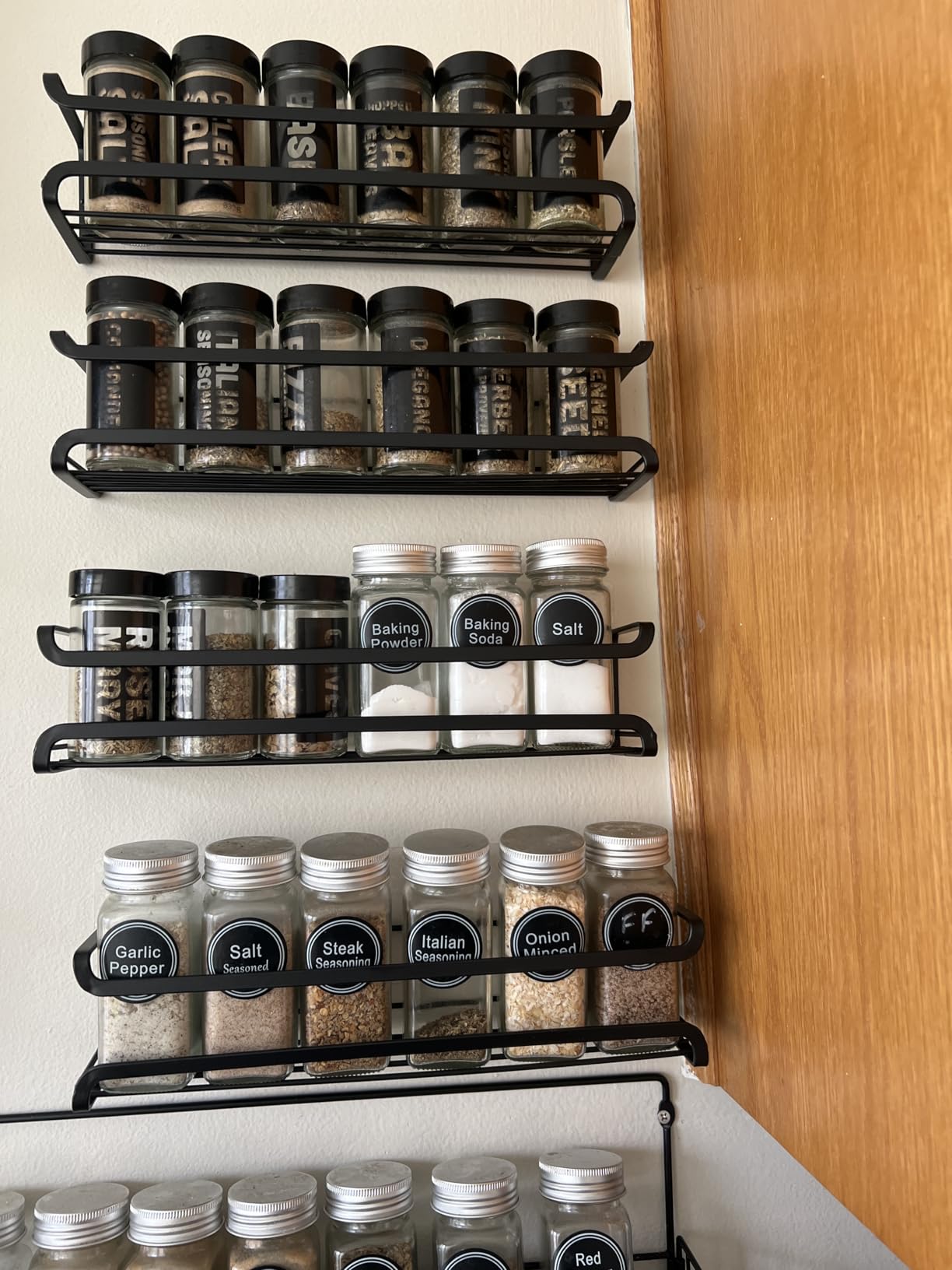 Spice Rack Wall Mounted 4 Pack,Space-Saving Spice Organizer for Spice Jars and Seasonings,Screw or Adhesive Hanging Spice Rack Organizer for Your Kitchen Cabinet,Pantry Door,11.41x2.75x2.75in customer photo 2