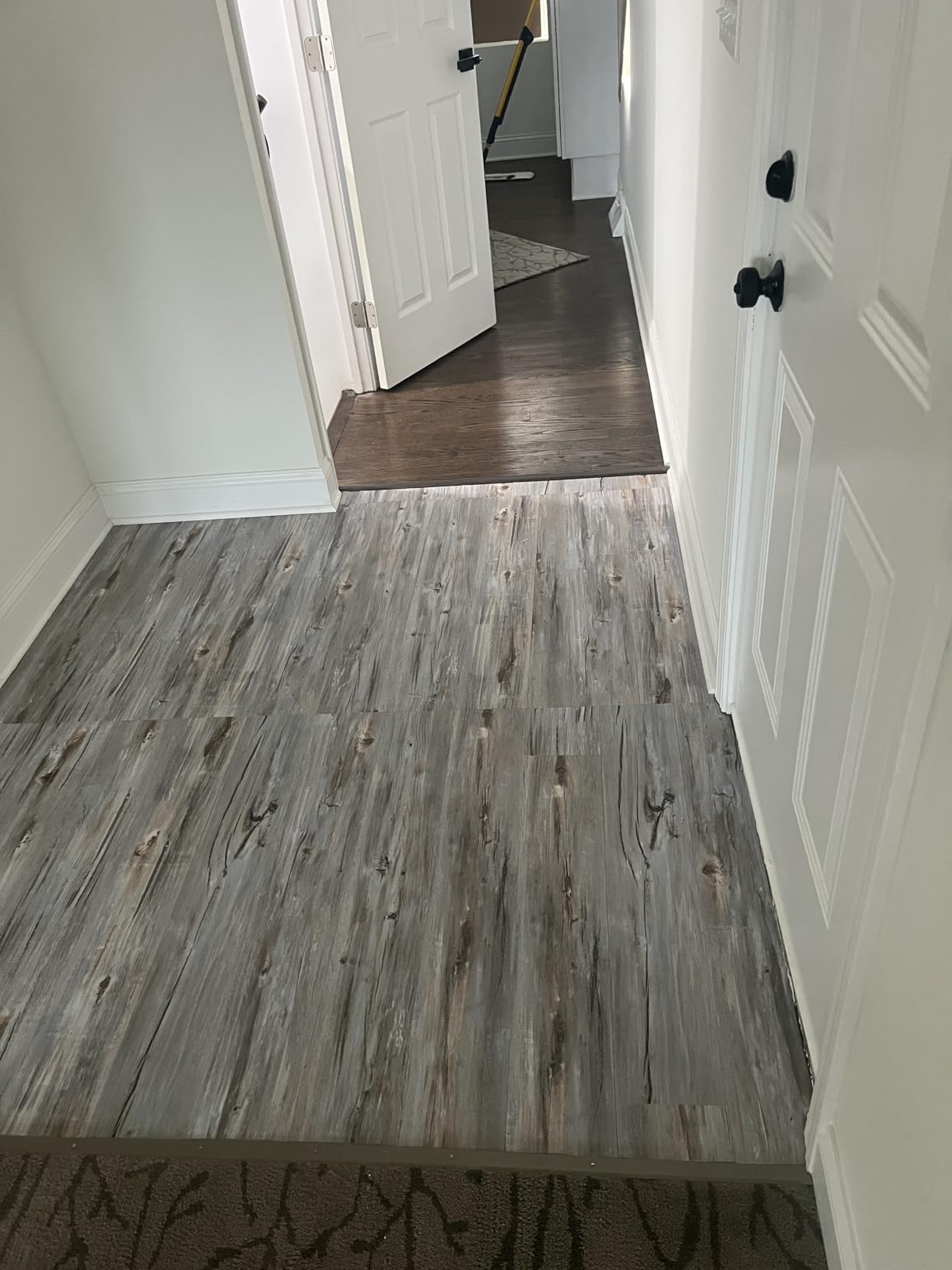 Lareko 54 Sq.Ft Wood Peel and Stick Floor Tiles, 36 Pack Grey Vinyl Flooring (No Adhesive Residue) 36×6 Waterproof and Non-Slip Laminate Flooring for Renters Bathroom, Living Room (Nature Grey) customer photo 1
