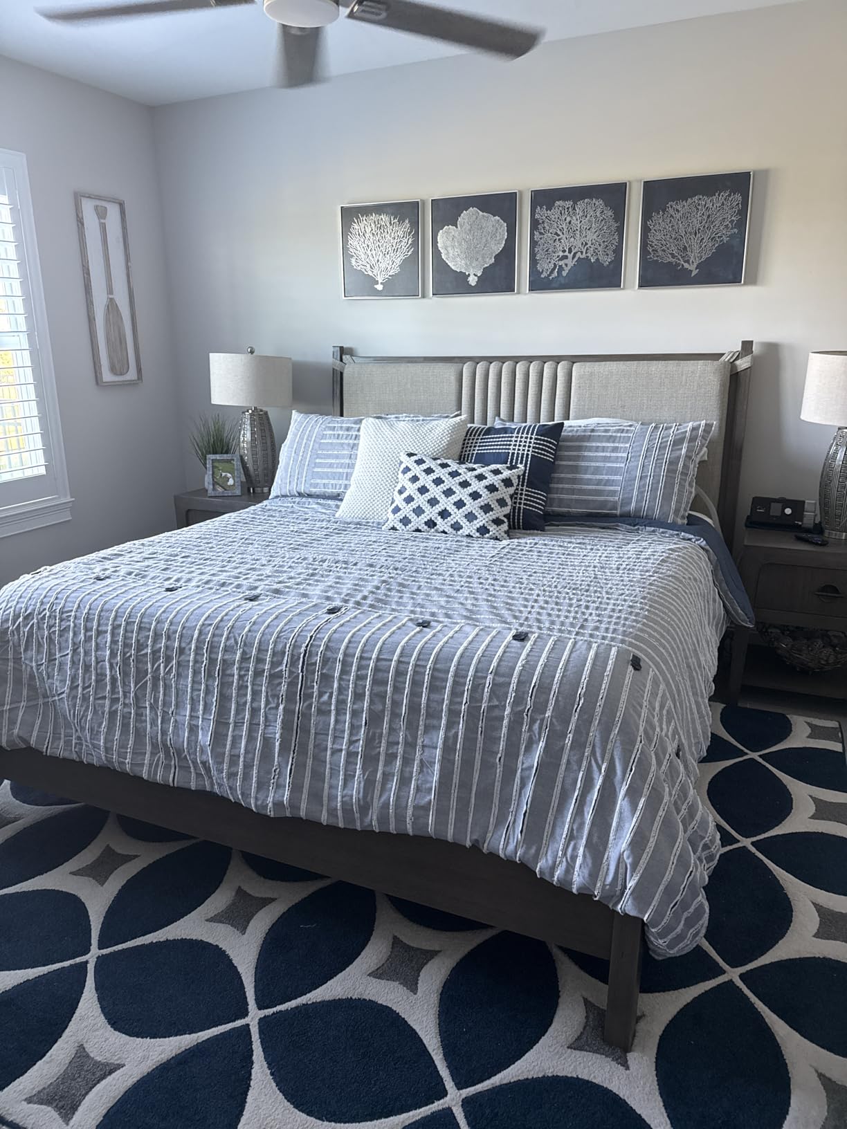 Madison Park King Comforter Set Clipped Jacquard Stripes with Buttons Boho Comforter, Cotton Oversized Comforters with Removable Cover - Ivory 9 Piece customer photo 2