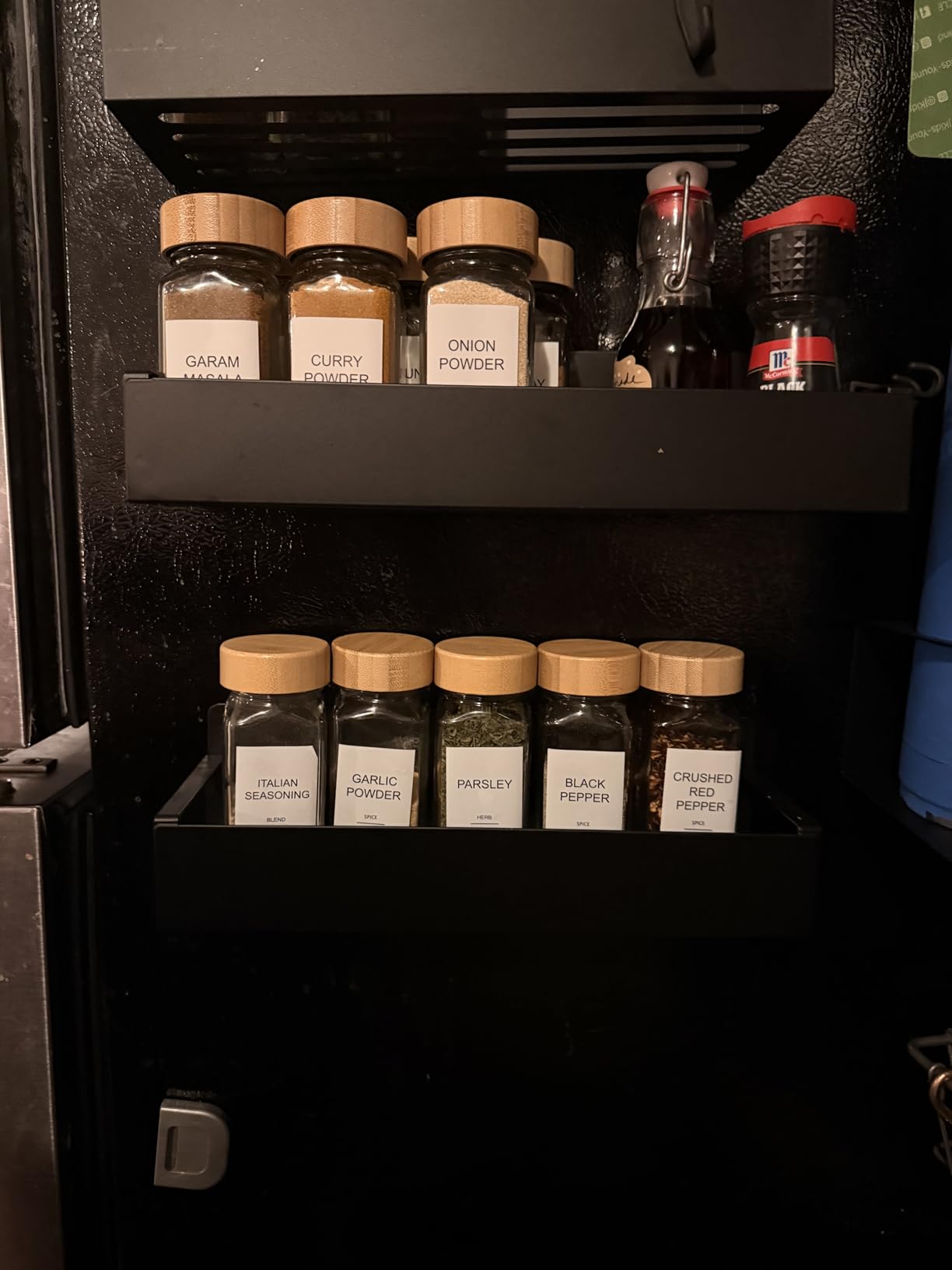 Metal 4 Pack Magnetic Spice Storage Rack Organizer for Refrigerator and Oven, Black Fridge Organizers and Storage customer photo 1