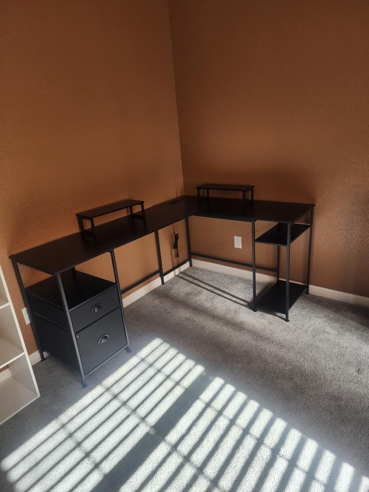 Furologee 66 Inch Computer Desk for Home Office, Modern Writing Study Table Simple Modern Style for Bedroom Small Space, Large Work Desks with X-Shaped Reinforcement, Wood Brown customer photo 1