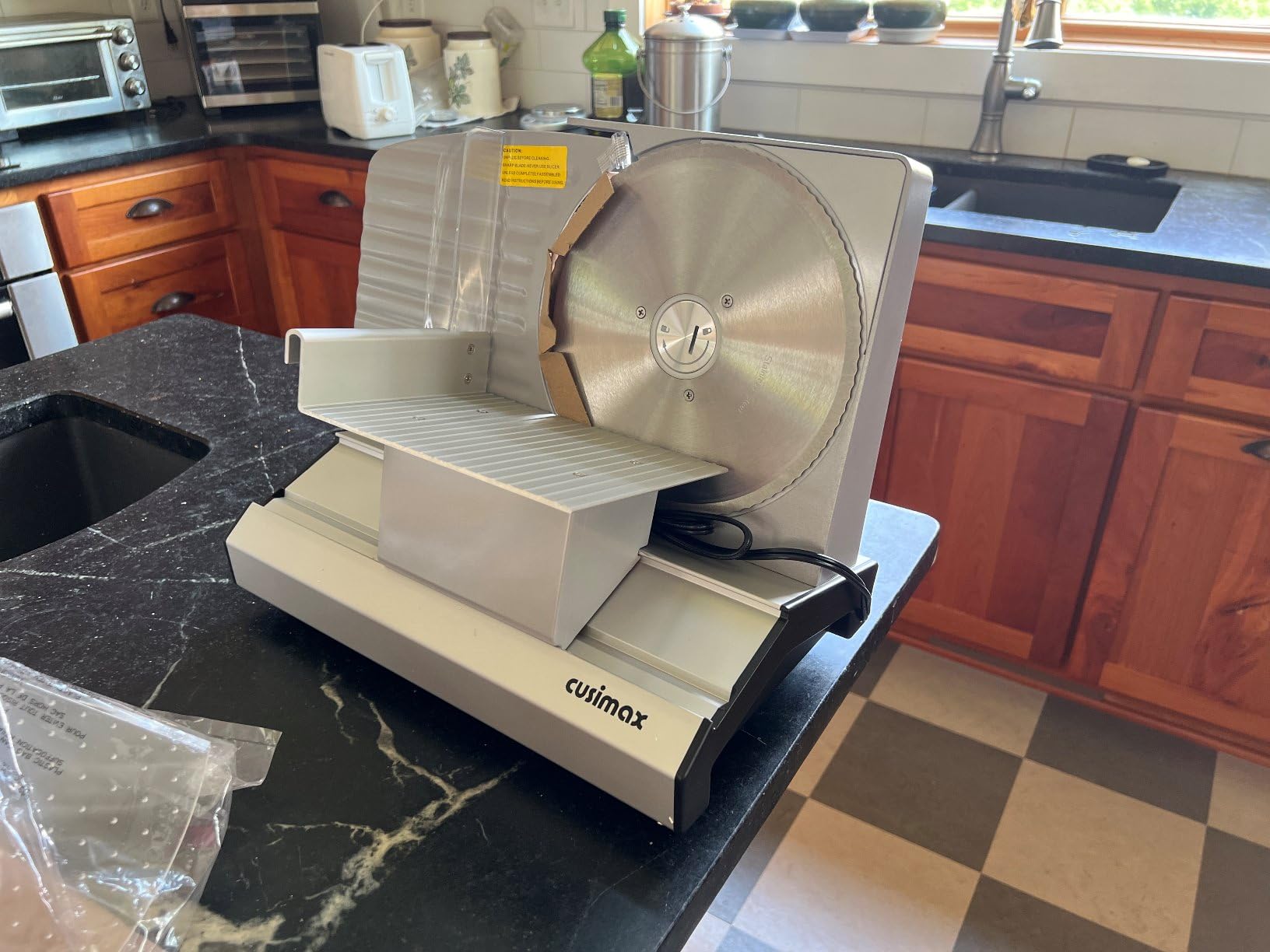 Meat Slicer, CUSIMAX Electric Deli Meat Slicer with 2 Removable 8.7'' Stainless Steel Blades, Removable Food Carriage, 1-20mm Adjustable Thickness Food Slicer for Home, Easy for Cut Meat, Cheese, Bread customer photo 2