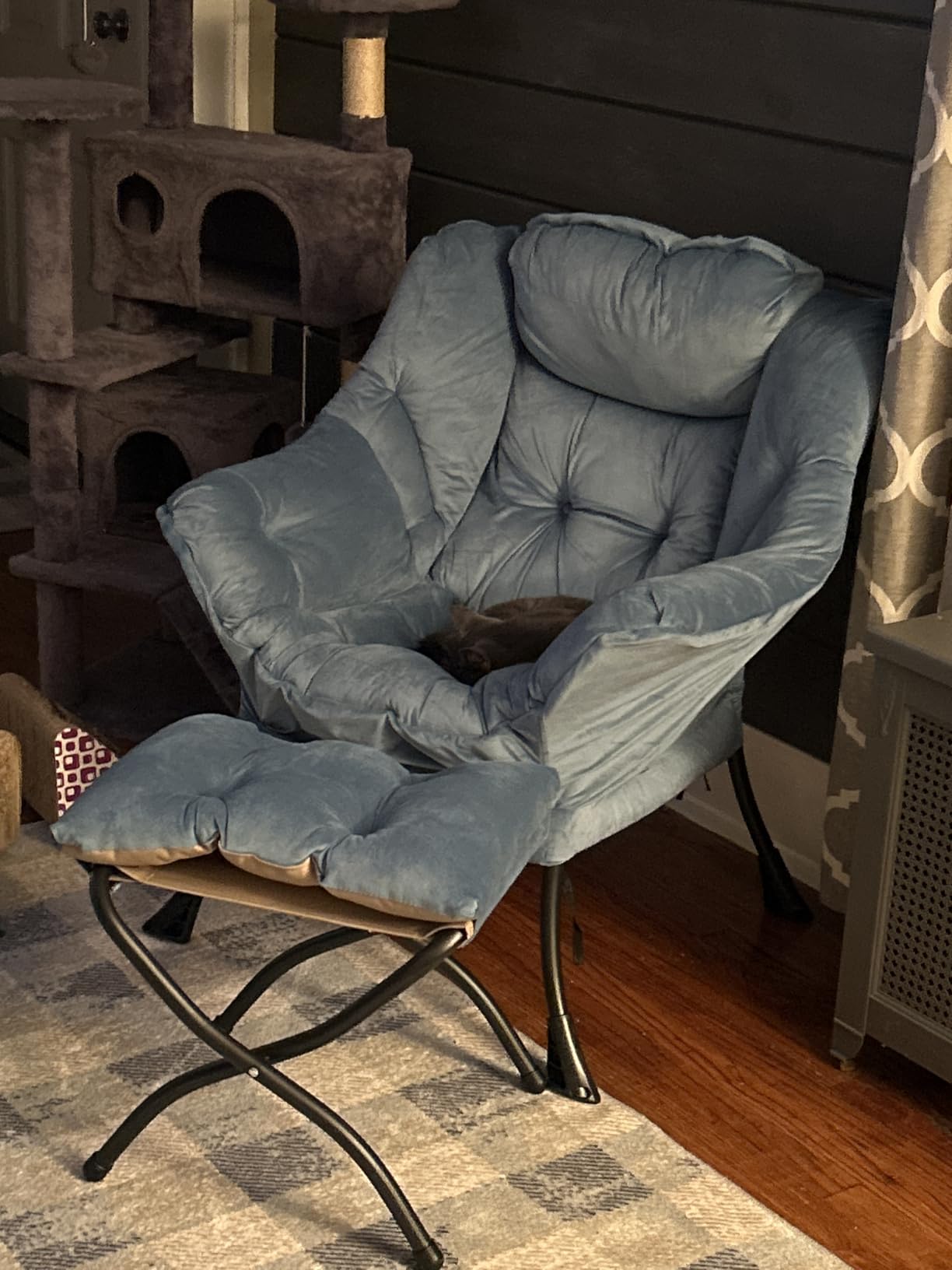 Tiita Lazy Chair with Ottoman, Beige Modern Large Accent Chair, Comfy Leisure Sofa Armchair with Ottoman, Reading Chair with Footrest for Bedroom, Living Room, Dorm Rooms, Plush Beige customer photo 2