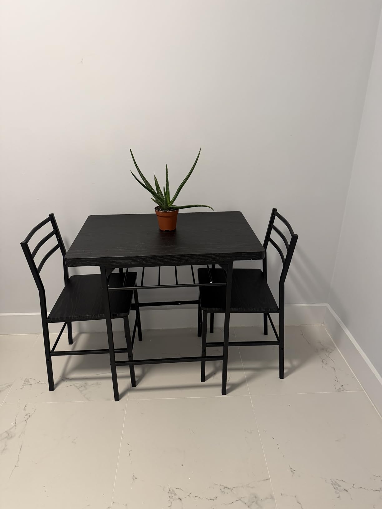 Best Choice Products 3-Piece Modern Dining Set, Space Saving Dinette for Kitchen, Dining Room, Small Space w/Steel Frame, Built-in Storage Rack, Gray/Black customer photo 1