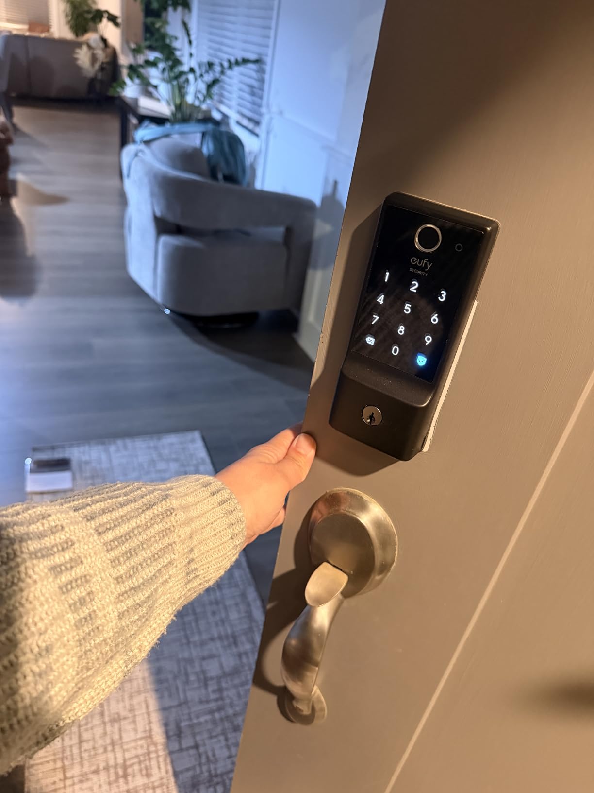 eufy Security Smart Lock C220, Fingerprint Keyless Entry Door Lock, Built-in Wi-Fi, App Remote Control, Front Door Smart Lock Deadbolt, 8Months Battery, Reliable Power, IP53 Waterproof, BHMA Grade 3 customer photo 1