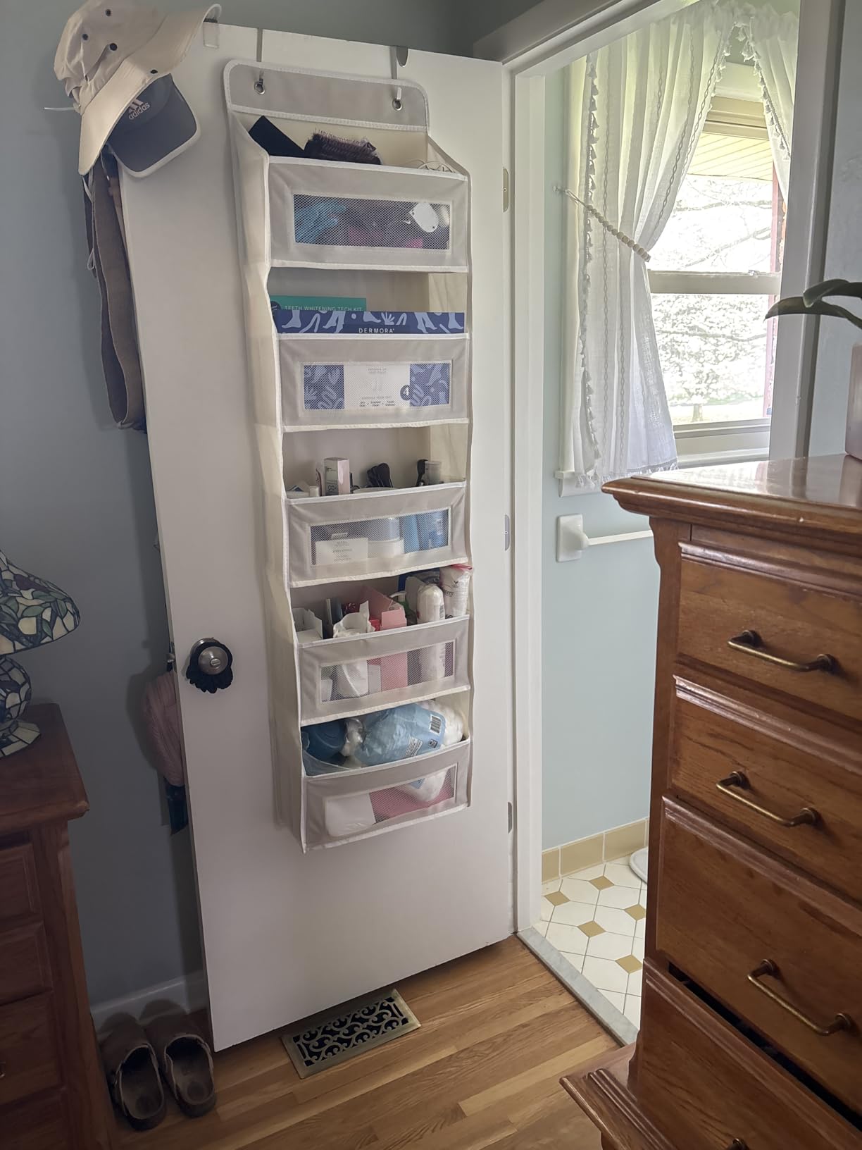 JARLINK Over The Door Organizer Storage, 5 Shelf Hanging Door Organizer with 5 Large Capacity Pockets, Anti Tilt 44 lb Load Behind Door Storage for Bedroom, Bathroom, Pantry, Nursery, (Grey) customer photo 2