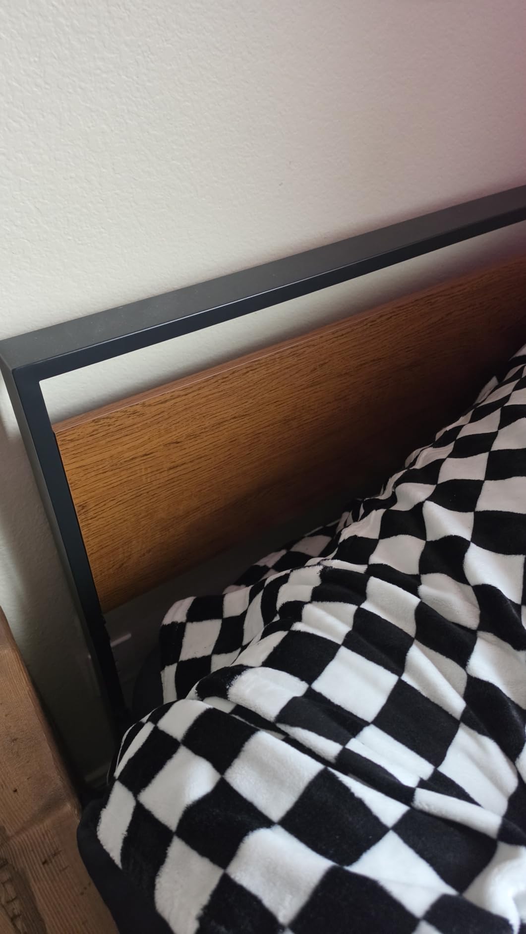 SHA CERLIN 14 Inch Full Size Metal Platform Bed Frame with Wooden Headboard and Footboard, Mattress Foundation, No Box Spring Needed, Large Under Bed Storage, Non-Slip Without Noise, Black Oak customer photo 1