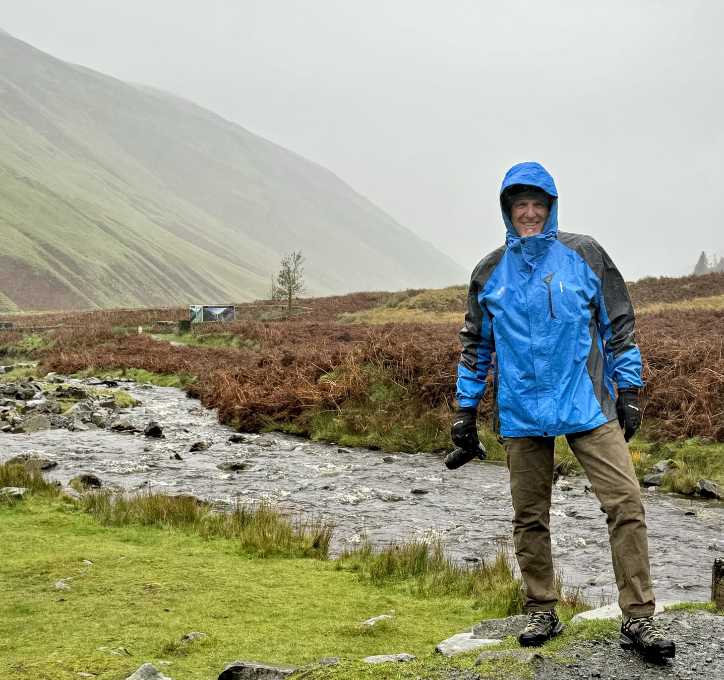 TEZO Mens Rain Jacket Waterproof with Hooded Hiking Coat Lightweight Windbreaker customer photo 1