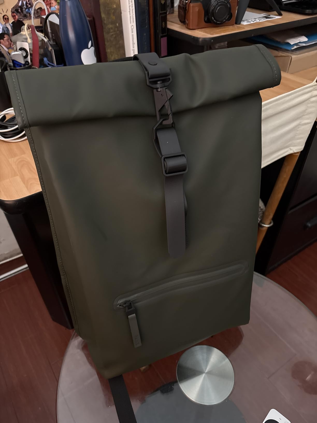 RAINS Rolltop Rucksack Large - Waterproof Rolltop Backpack Water Resistant Commuter Travel Pack Urban Minimalist (Green, Regular) customer photo 1