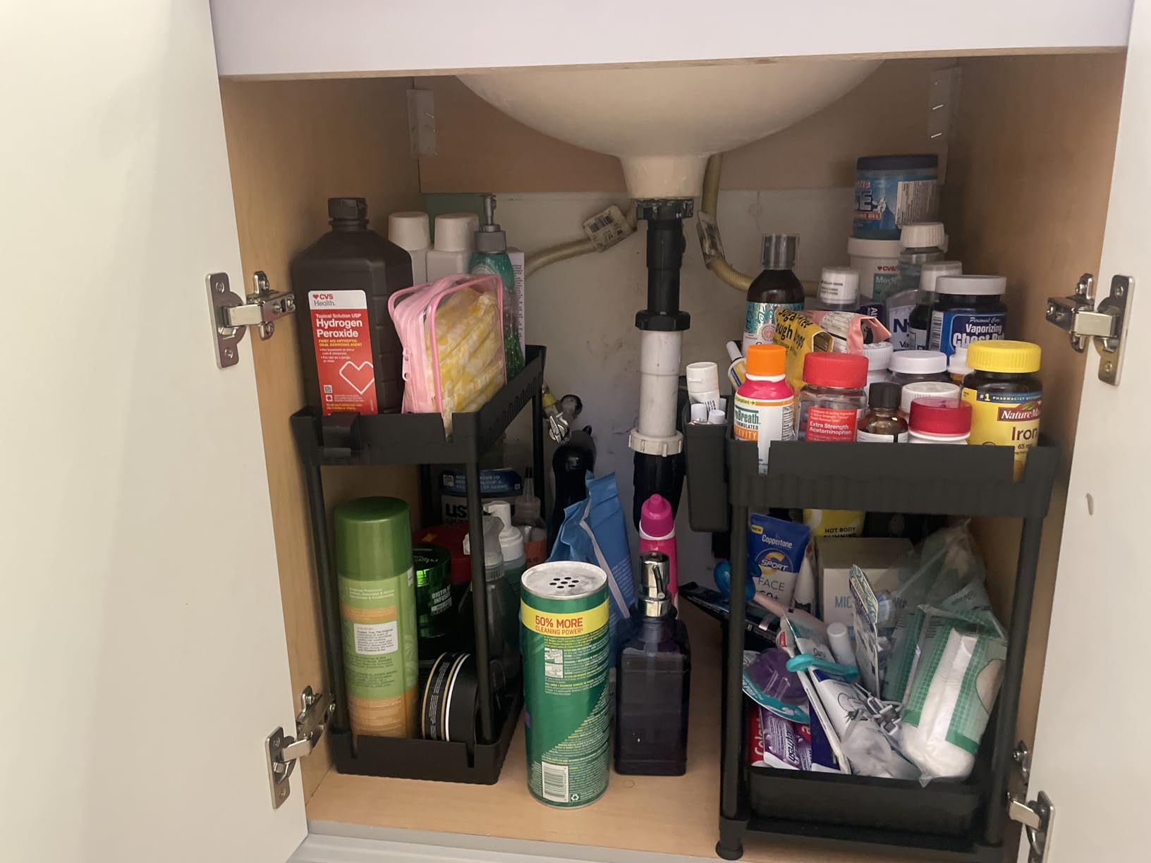 3 Pack Under Sink Organizers, 2-Tier Multi-Use Kitchen and Bathroom Organizers and Storage with Sliding Drawers, Bathroom Cabinet Organizer (Black, 12.8 Inch) customer photo 1