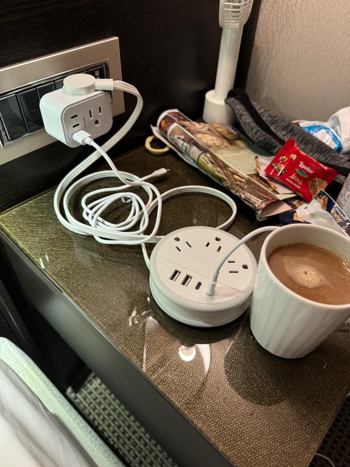 NTONPOWER Travel Power Strip, Travel Essentials, Cruise Essentials 3 Outlets 4 USB Ports(2 USB C), 4FT Wrapped Around Extension Cord for Travel Cruise Ship Beach Vacation Essentials White customer photo 2