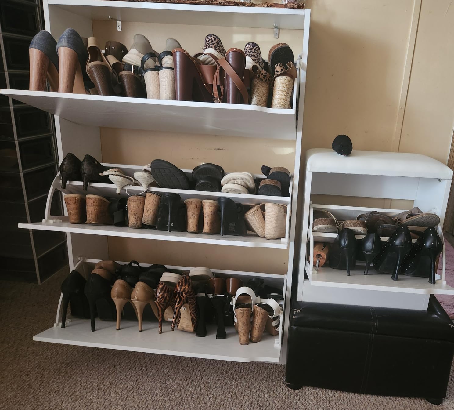 BORNOON Shoe Cabinet with 3 Flip Drawers, Hidden Wood Shoe Cabinet, Freestanding Shoe Storage Cabinet for Entryway Hallway, White customer photo 1