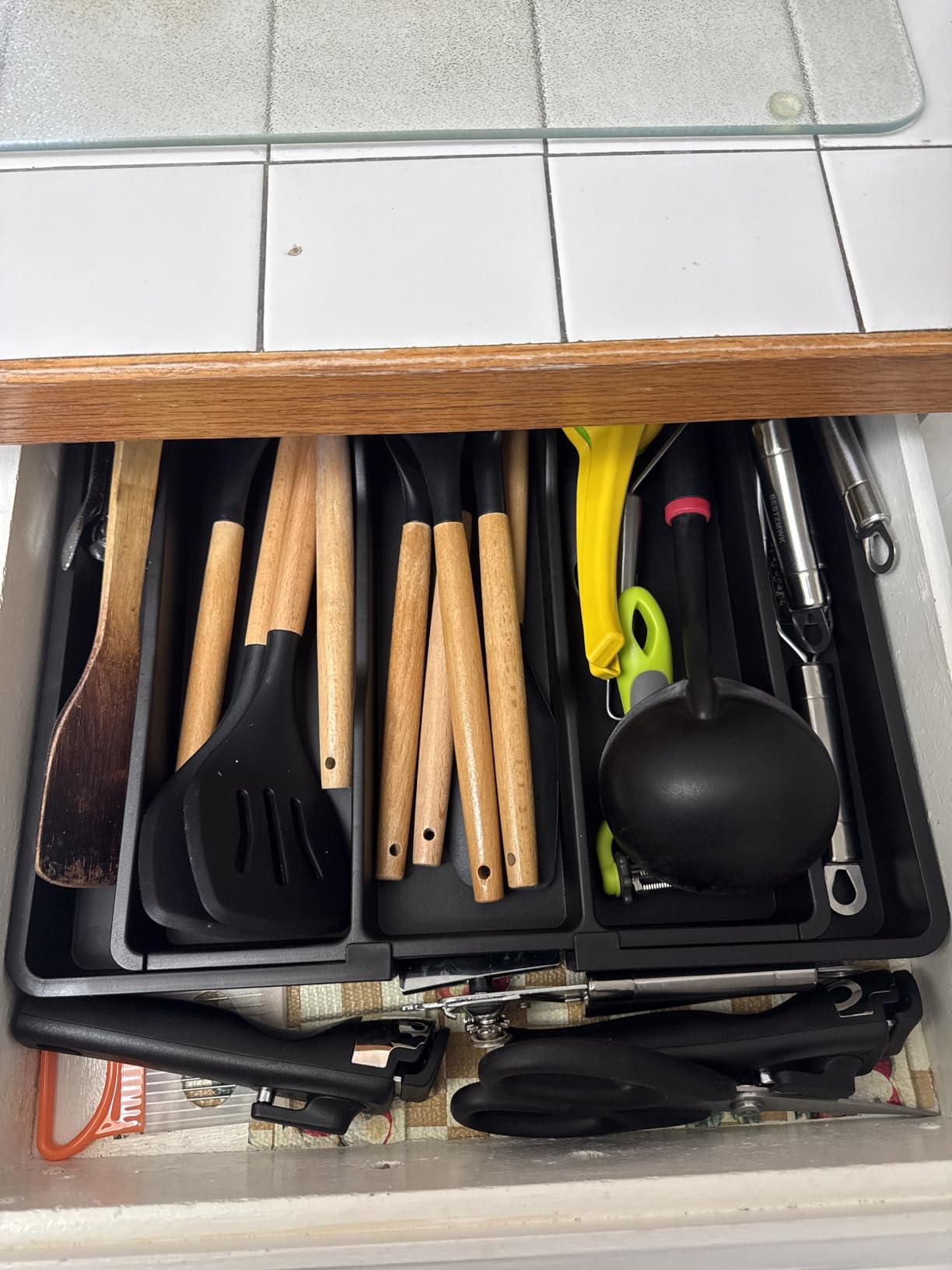 Lifewit Utensil Organizer for Kitchen Drawers, Expandable Cooking Utensil Tray, Adjustable Cutlery Silverware Flatware Holder, Plastic Spatula Tools Storage Divider, 13-22 x 15