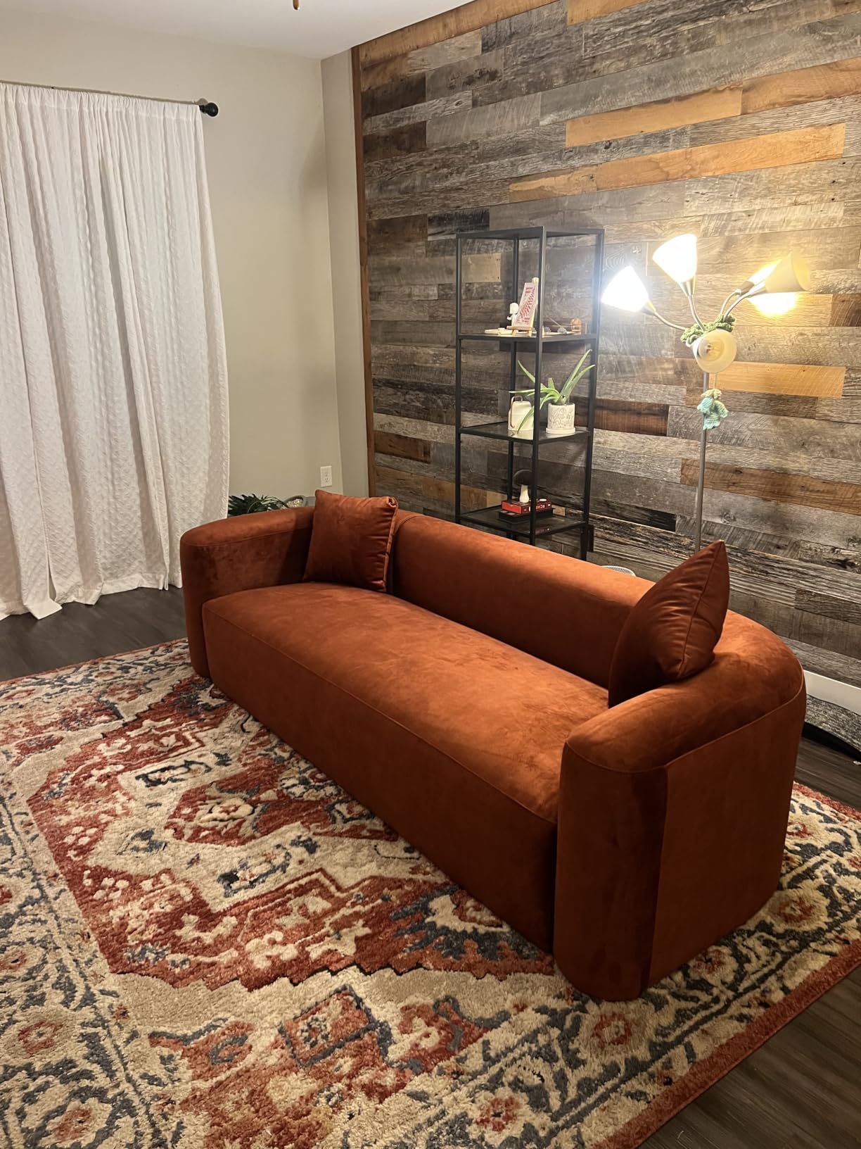 Acanva Luxury Modern Tight Curved Back Velvet Sofa, Minimalist Style Comfy Couch for Living Room Apartment, 3 Seater, Cream customer photo 1