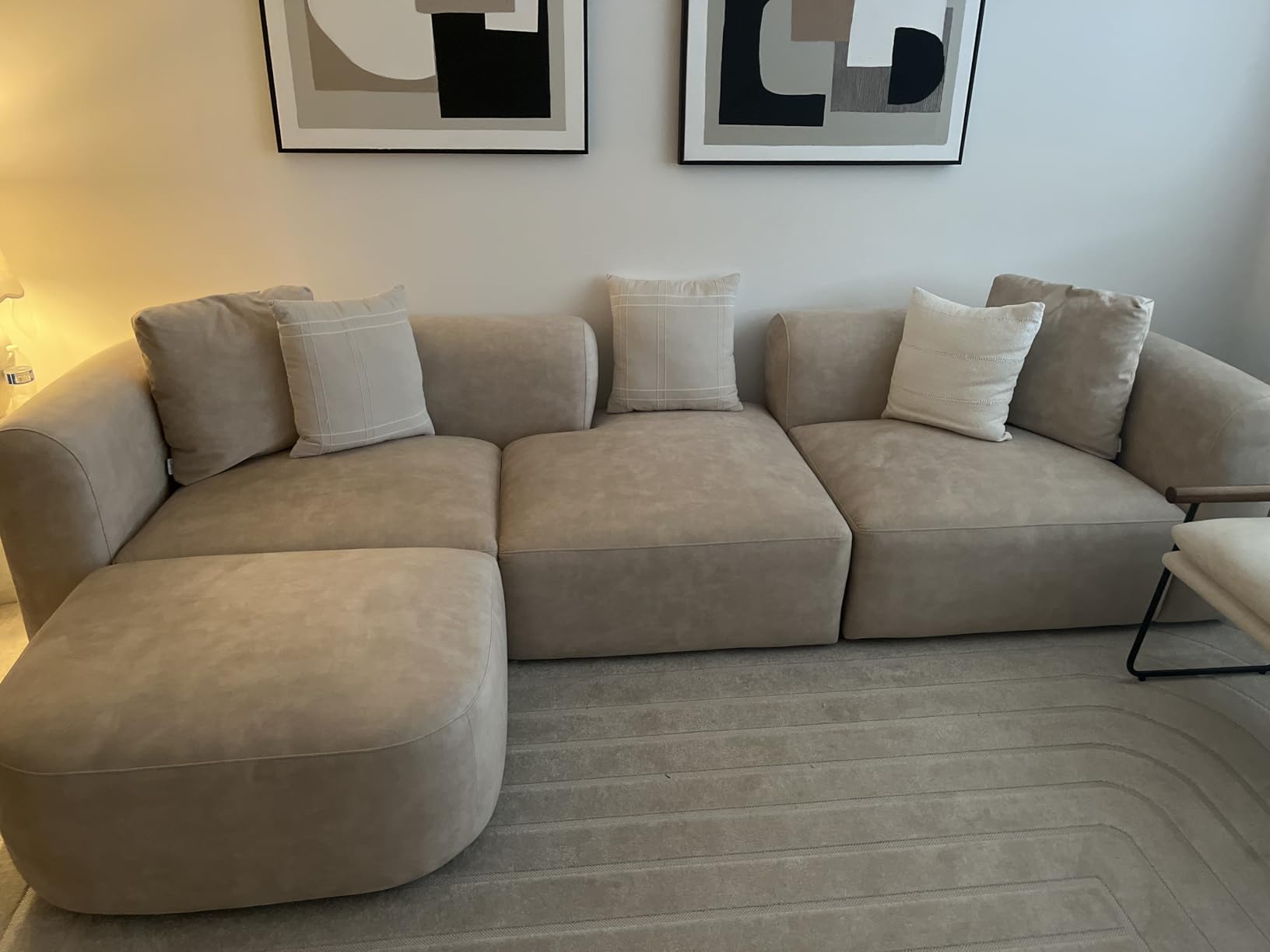 Acanva Luxury Modern Tight Curved Back Velvet Sofa, Minimalist Style Comfy Couch for Living Room Apartment, 3 Seater, Cream customer photo 2