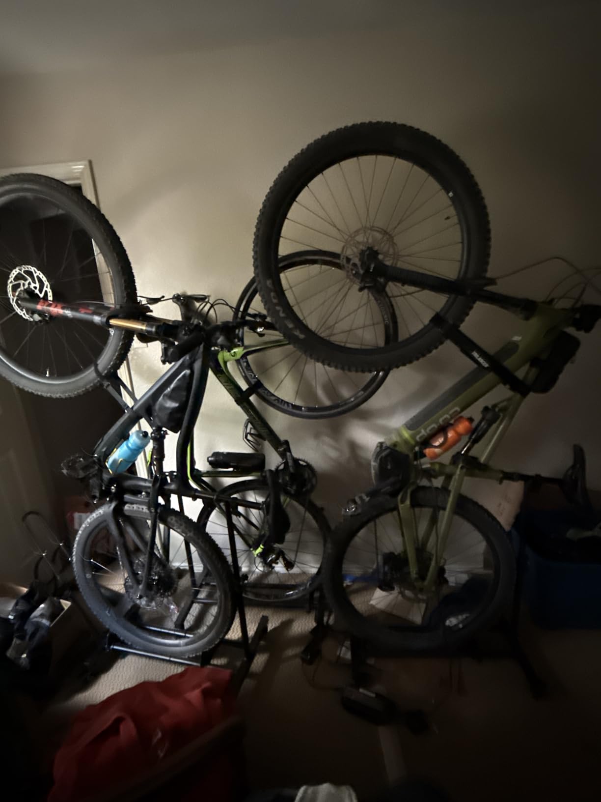 Vertical Bike Stand, Freestanding Bike Rack Garage Storage Upright Bicycle Floor Stand Indoor Bike Holder with Adjustable Height for Garage & Apartment - for Wheels Sizes up to 29