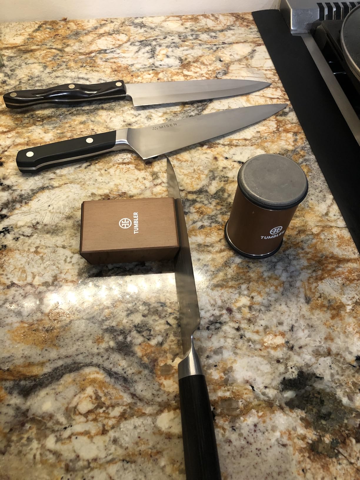 The Original Tumbler Rolling Knife Sharpener™ - Knife Sharpening Made Easy - Rolling Knife Sharpener Tool for Kitchen Knives - Knife Sharpener Kit Offers 15 & 20 Degree Sharpening (Wood) customer photo 2