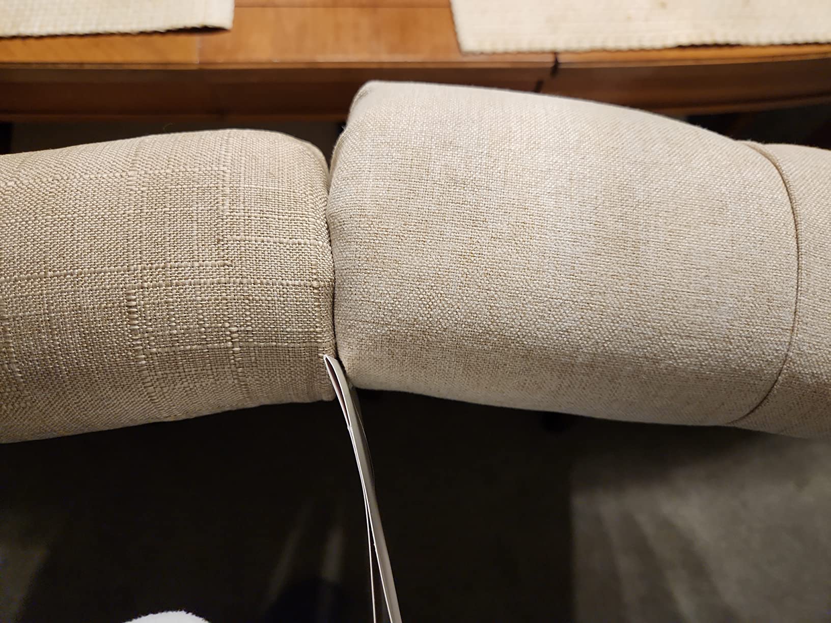 COLAMY Button Tufted Dining Chairs Set of 6, Parsons Upholstered Fabric Dining Room Chairs Kitchen Chairs with Wood Legs and Padded Seat, Taupe customer photo 2