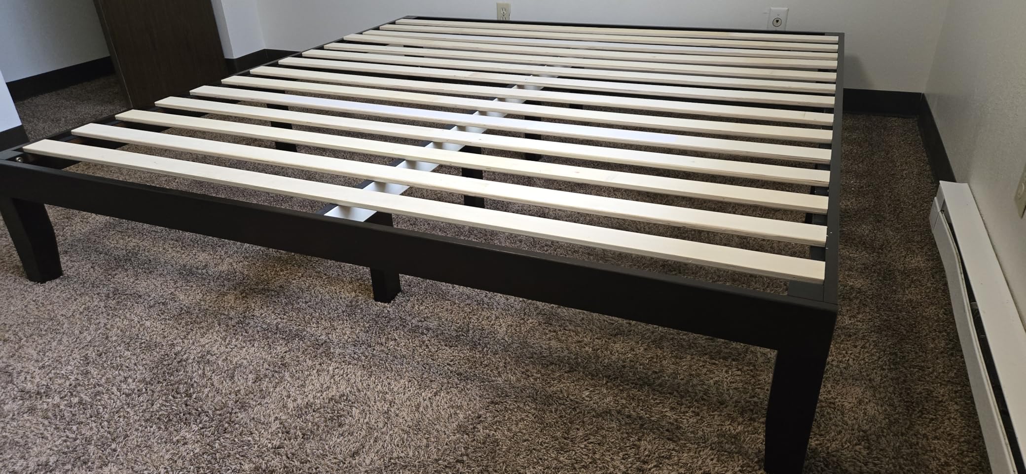 Giantex 14 Inch Queen Wood Platform Bed Frame, Minimalist Style Mattress Foundation with Solid Rubber Wood, Heavy Duty Slat Support, Without Headboard, Easy Assembly, No Box Spring Needed, Walnut customer photo 2