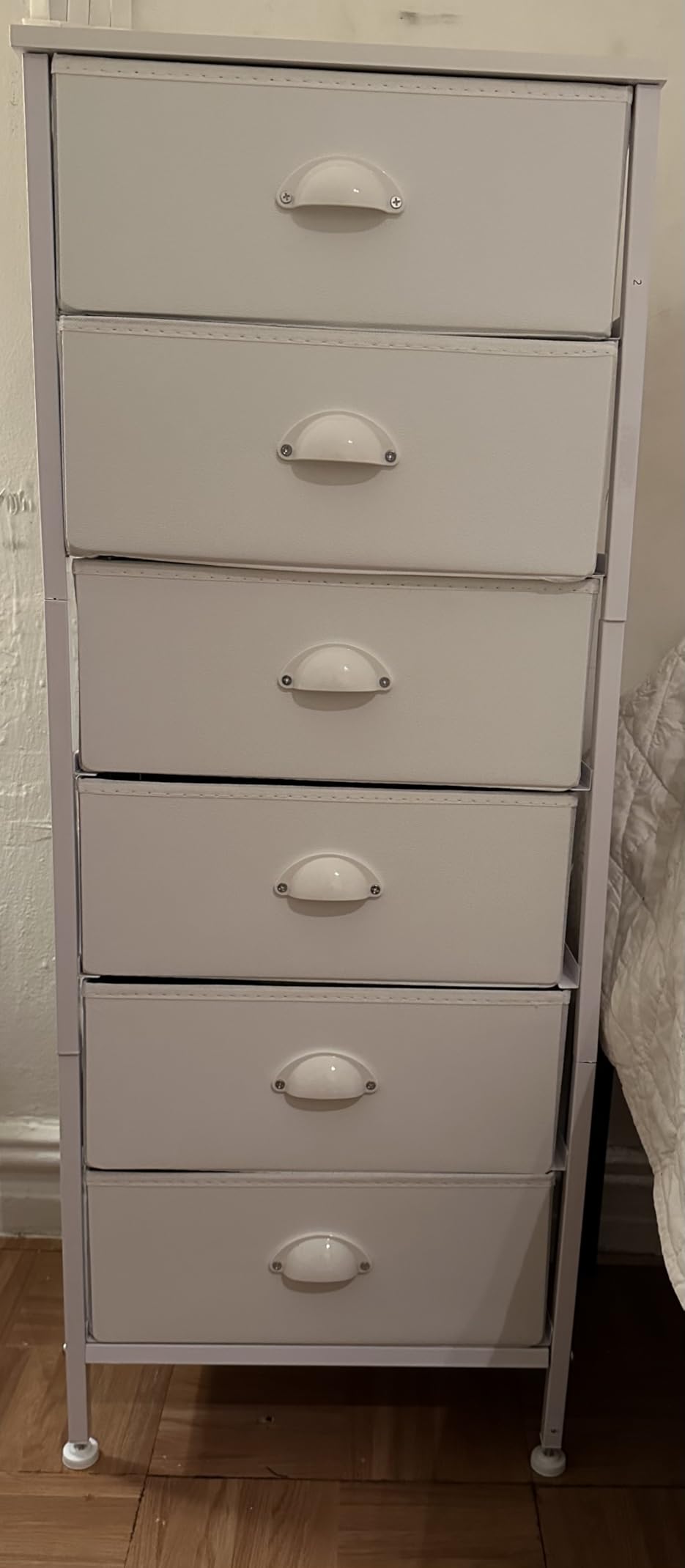 Furnulem White Tall Dresser for Bedroom, Vertical Storage Tower Unit and End Table with 6 Fabric Drawers, Nightstand Furniture with Drawer Organizer in Living Room, Closet, Entryway customer photo 2