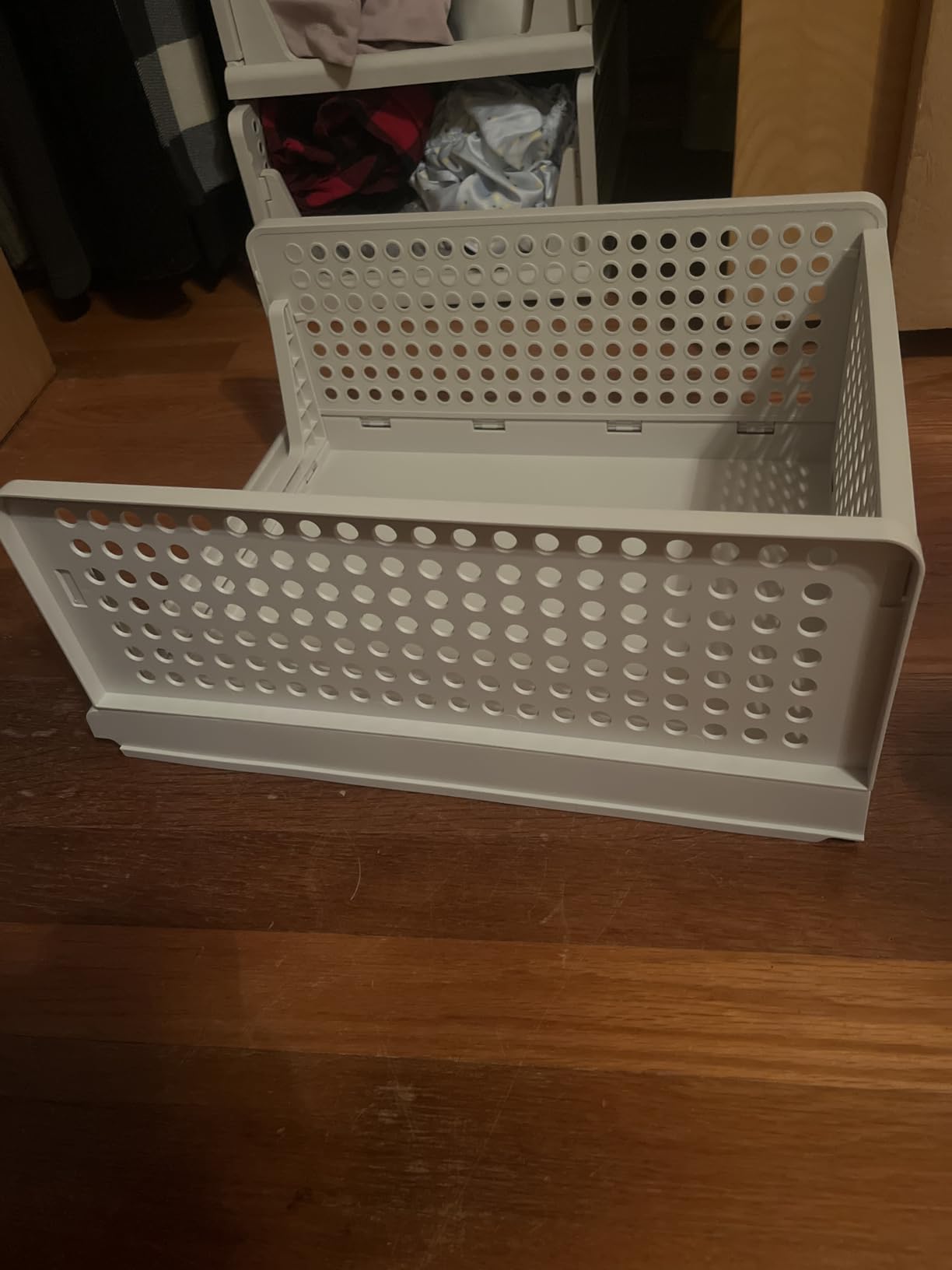 5 Pack Stackable Closet Storage Basket - Stackable Storage Bins, Multifunctional & Foldable Closet Organizer Waterproof, Wardrobe Cupboard Space-Saving Hat Storage Drawer Organizer, White customer photo 2