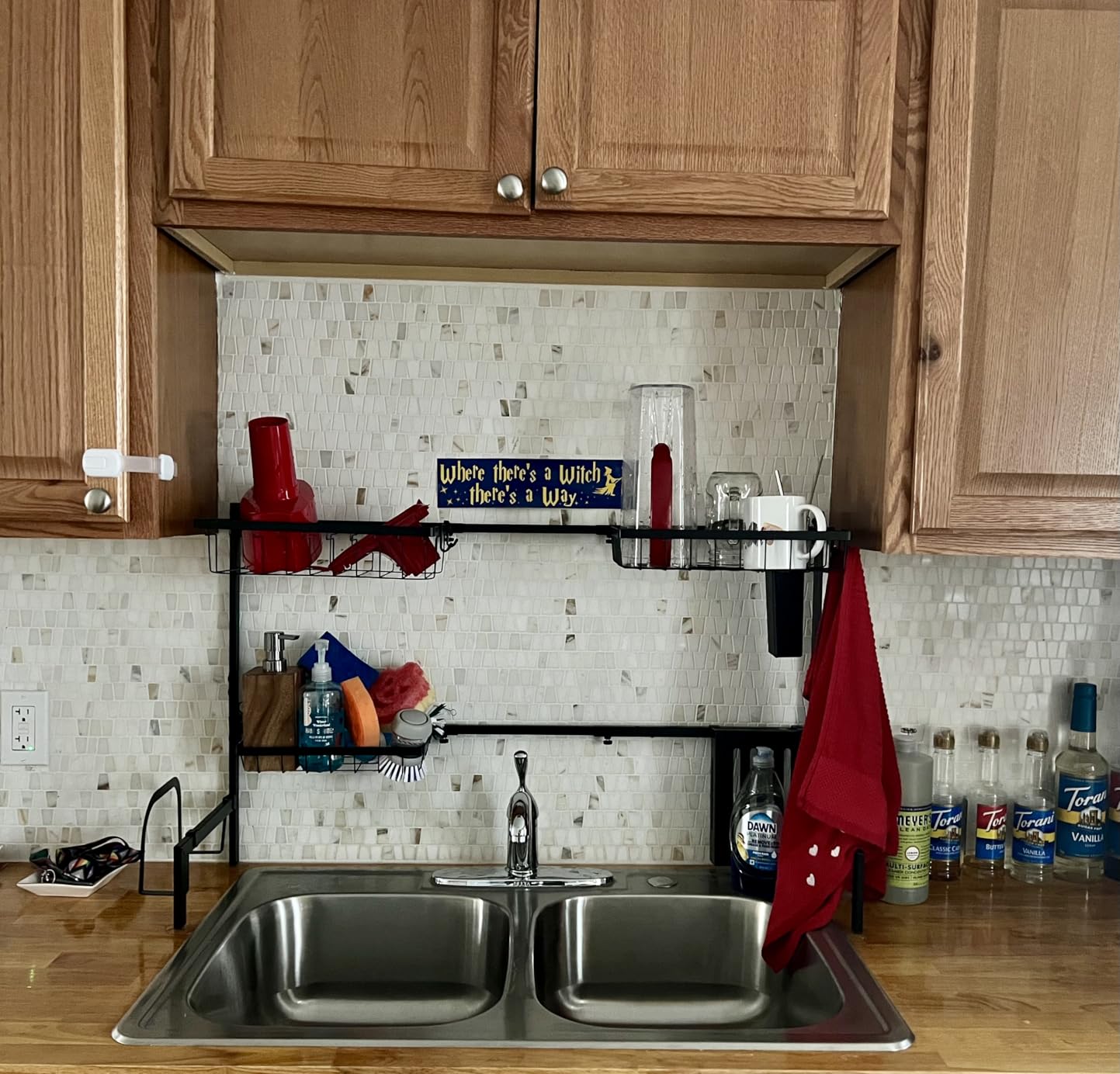 Over The Sink Dish Drying Rack - Adjustable 2 Tier Large Capacity Stainless Steel Drainer with Cutlery & Utensil Holders, Kitchen Storage & Organization, 30