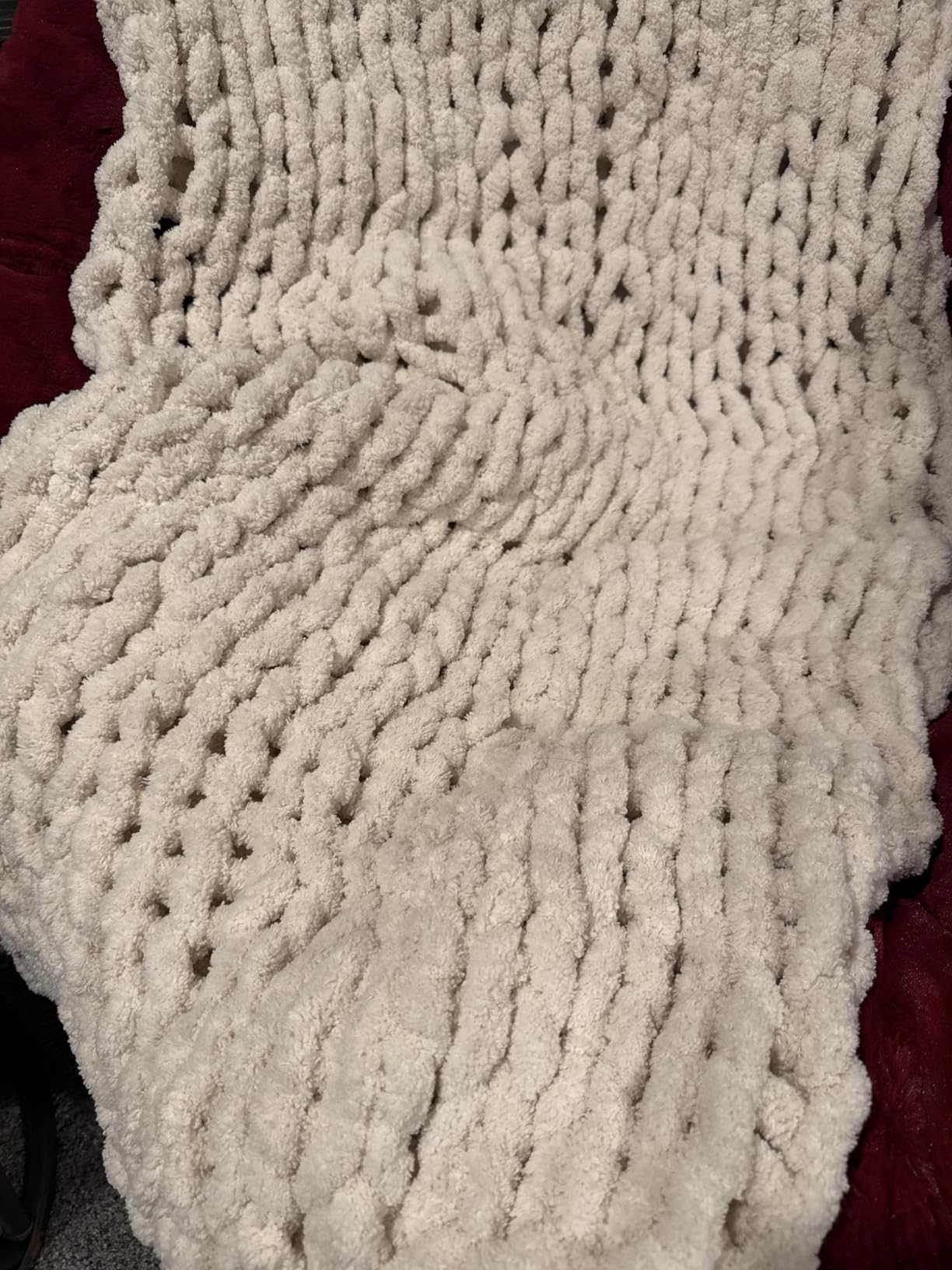 Chunky Knit Blanket - Luxury Soft Cozy 60 * 80 Throw Blanket, 100% Woven Blanket Rope Knot Throw Blanket for Couch, Sofa, Home Decor, Gift - Machine Washable (Cream, 60 * 80) customer photo 2