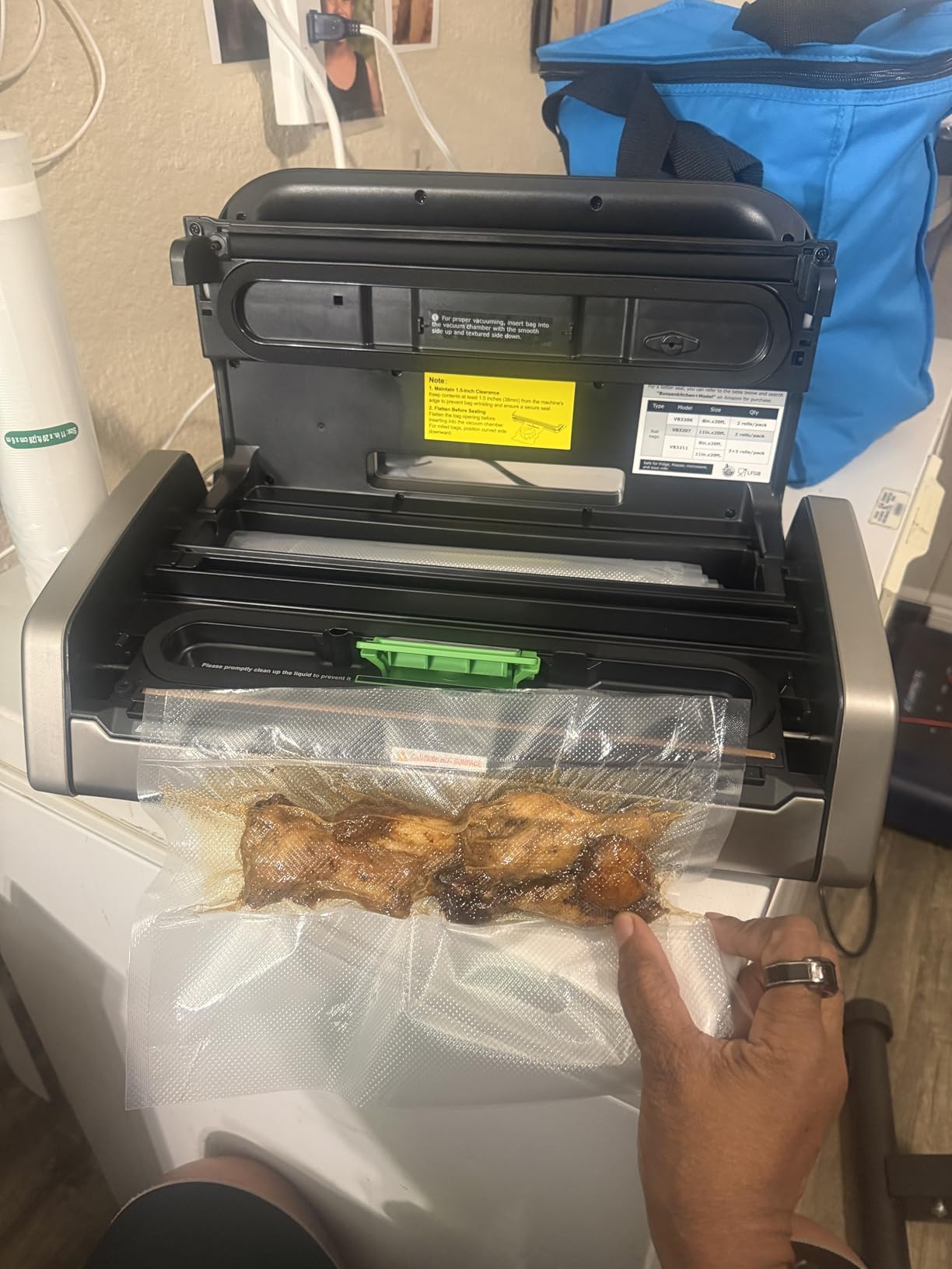 Bonsenkitchen Vacuum Sealer Machine, Globefish Technology for Perfect Vacuum Sealing, Powerful Low-Noise Food Vacuum Sealer with Easy Handle Design, Built-in Cutter & Bag Storage, 1 Bag Roll & 10 Bags customer photo 2