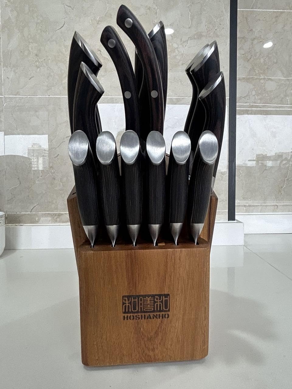 HOSHANHO 16-Piece Knife Set, Japanese High Carbon Stainless Steel Kitchen Knife Set, Ultra Sharp Chef Knife Block Set with Sharpener customer photo 2