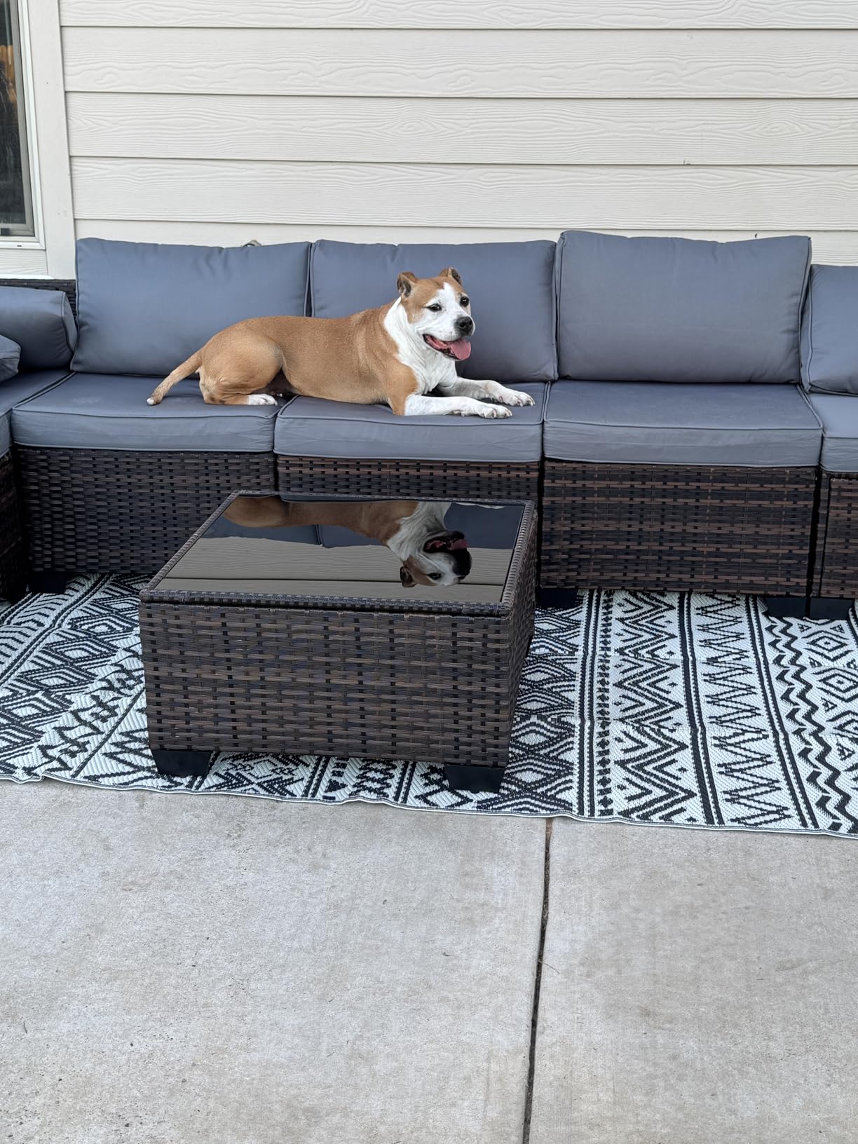 7 Pieces Outdoor Patio Furniture Set, PE Rattan Outdoor Wicker Sectional Furniture Sofa Set customer photo 1