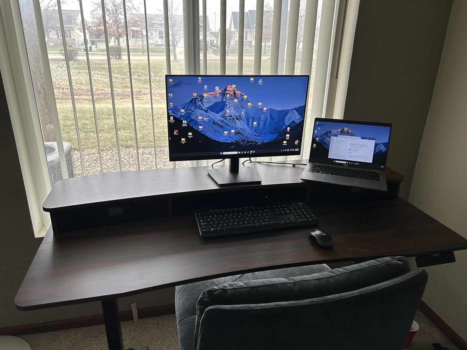 HUANUO 48 x 24 Electric Standing Desk with 2 Drawers, C-Clamp Mount Compatible, Height Adjustable Computer Desk, Home Office Stand Up Desk with 4 Preset Heights & 2 Hooks, Black customer photo 1