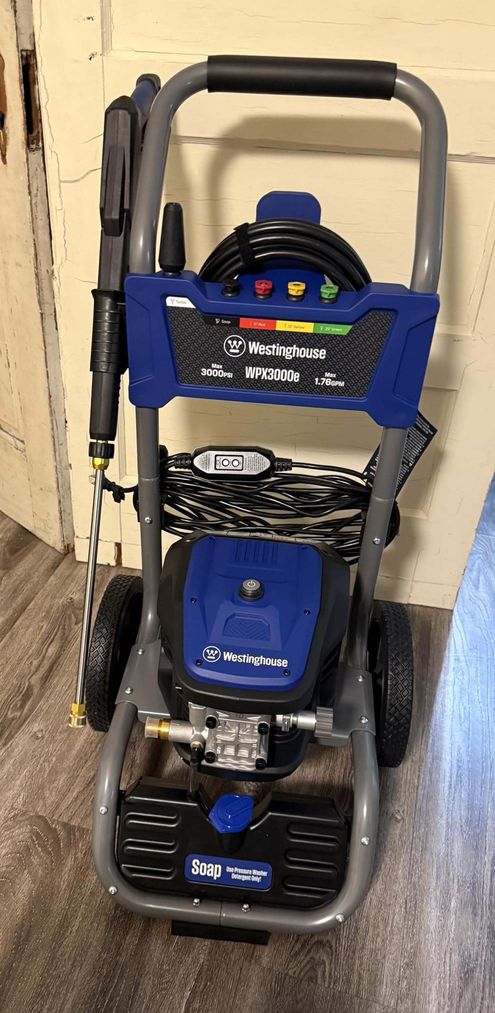 Westinghouse WPX3000e Electric Pressure Washer, 3000 Max PSI and 1.76 Max GPM, Induction Motor, Onboard Soap Tank, Spray Gun and Wand, 5 Nozzle Set, for Cars/Fences/Driveways/Homes/Patios/Furniture customer photo 2