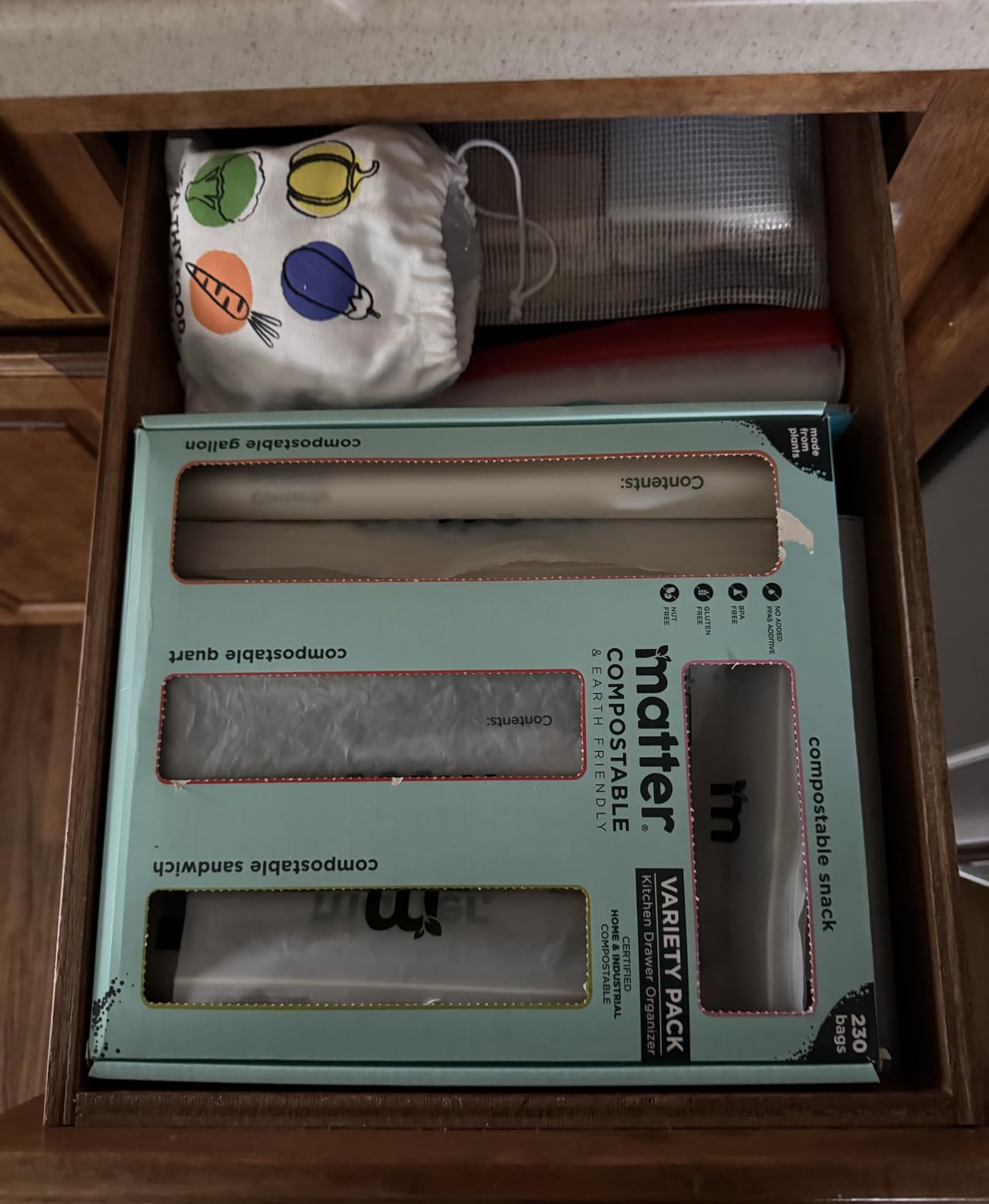 Matter Compostable Assorted Kitchen Bags, 230 Count, Biodegradable, Eco-Friendly Resealable Food Storage Variety Pack, 80 Snack, 80 Sandwich, 50 Quart & 20 Gallon customer photo 1