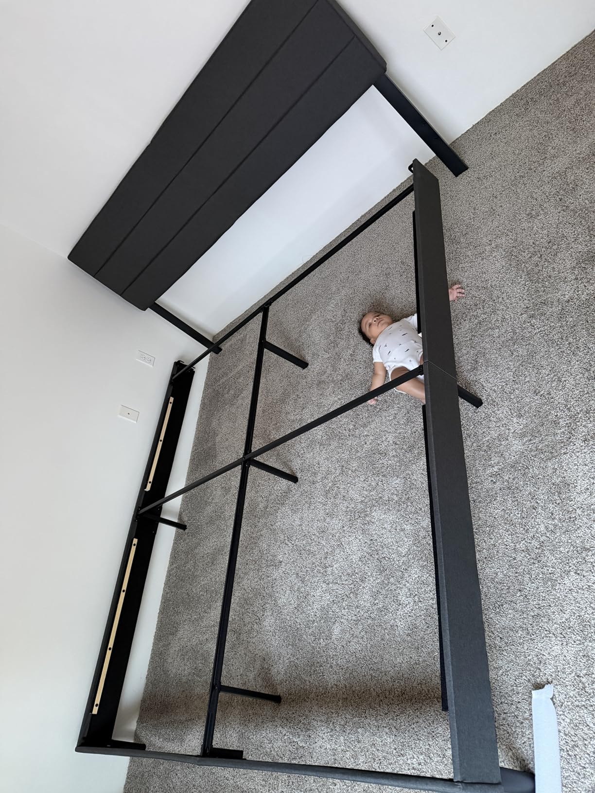 Zinus Queen Piper Upholstered Platform Bed with Horizontal Paneled Headboard, Wooden Slat Support, No Box Spring Needed, Easy Assembly, Eco Friendly Packaging, Dark Grey customer photo 2